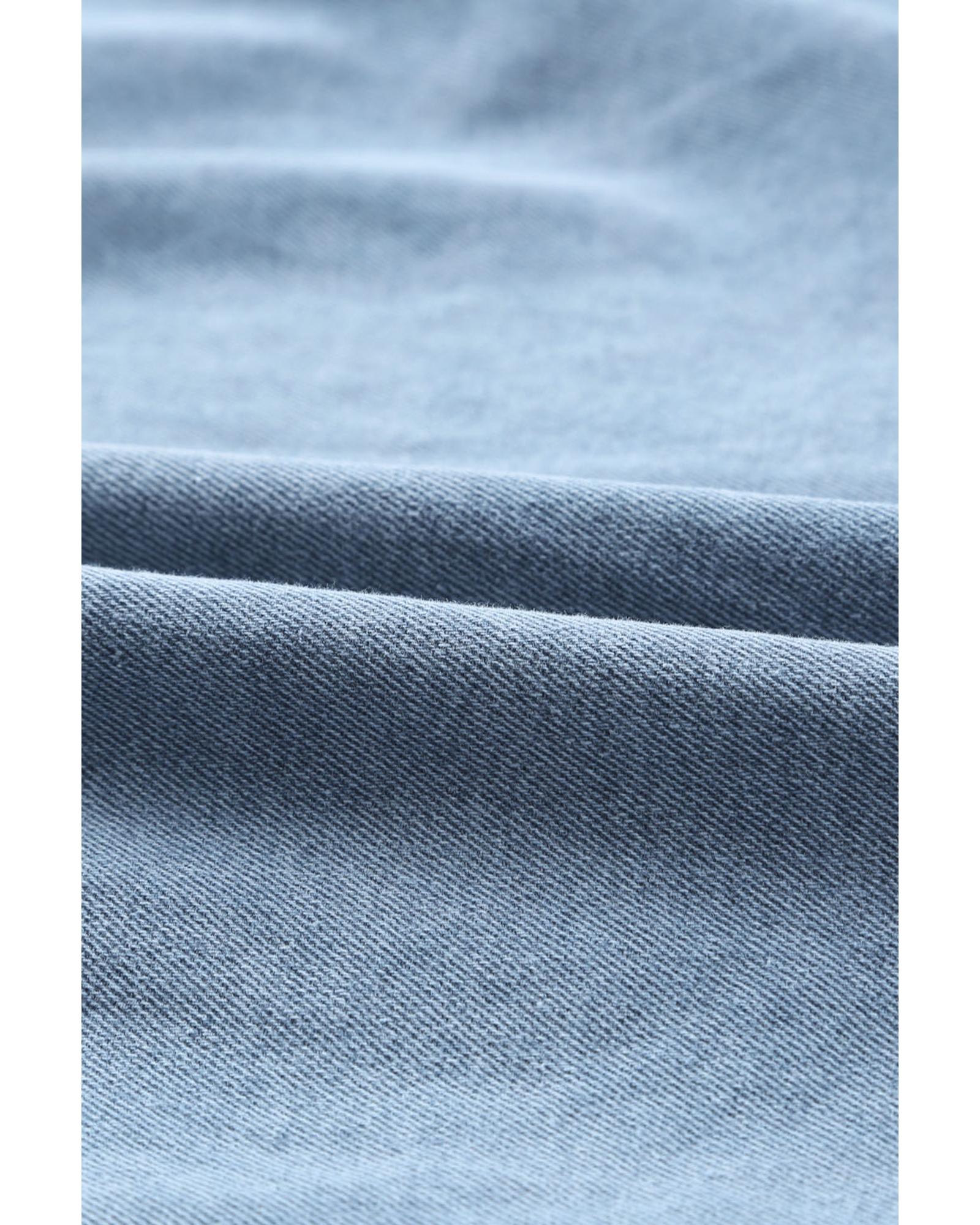 Azura Exchange Sky Blue Buttoned Long Sleeve Denim Mini Dress - M