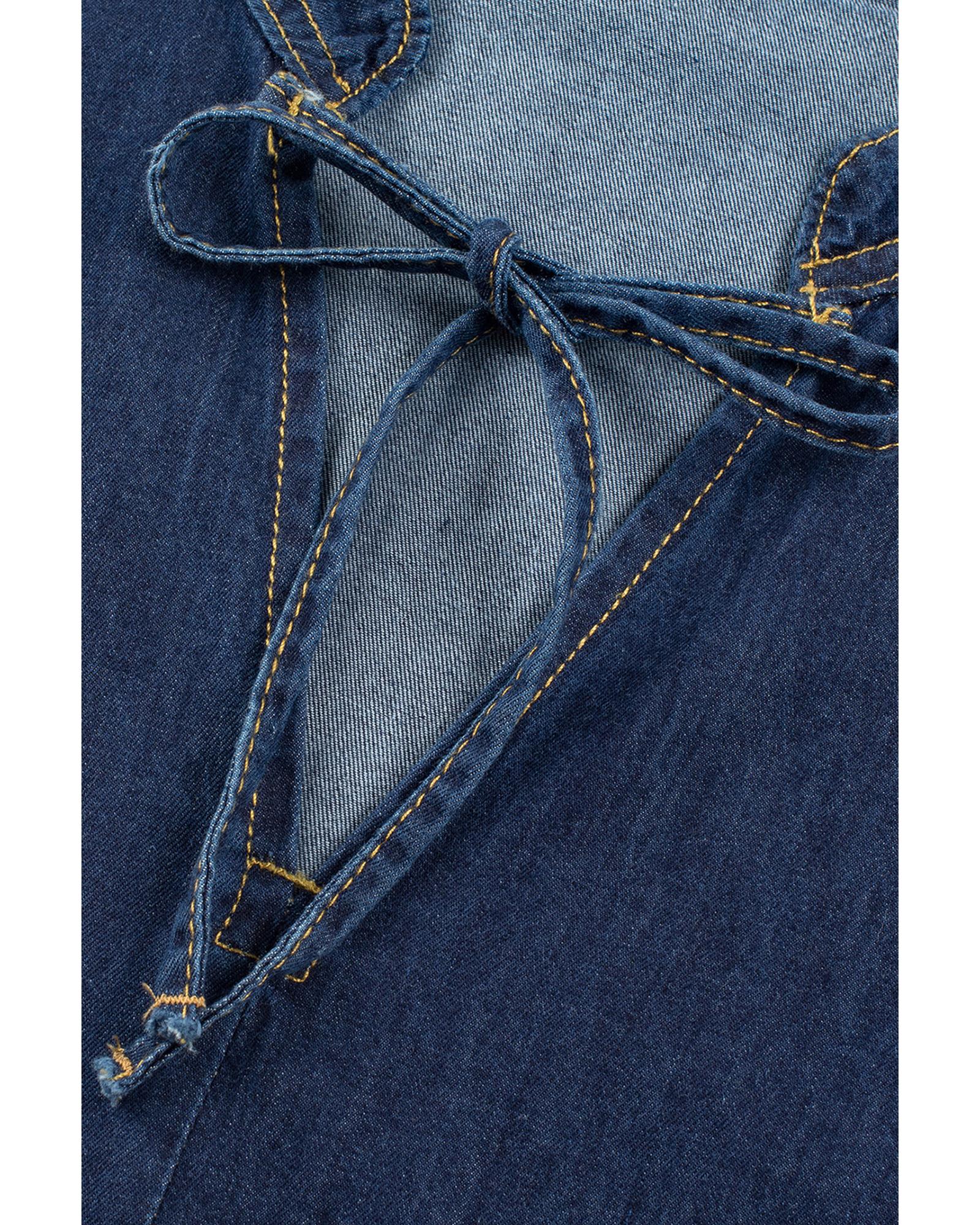 Real Teal Sleeveless Tiered Chambray Maxi Dress - M