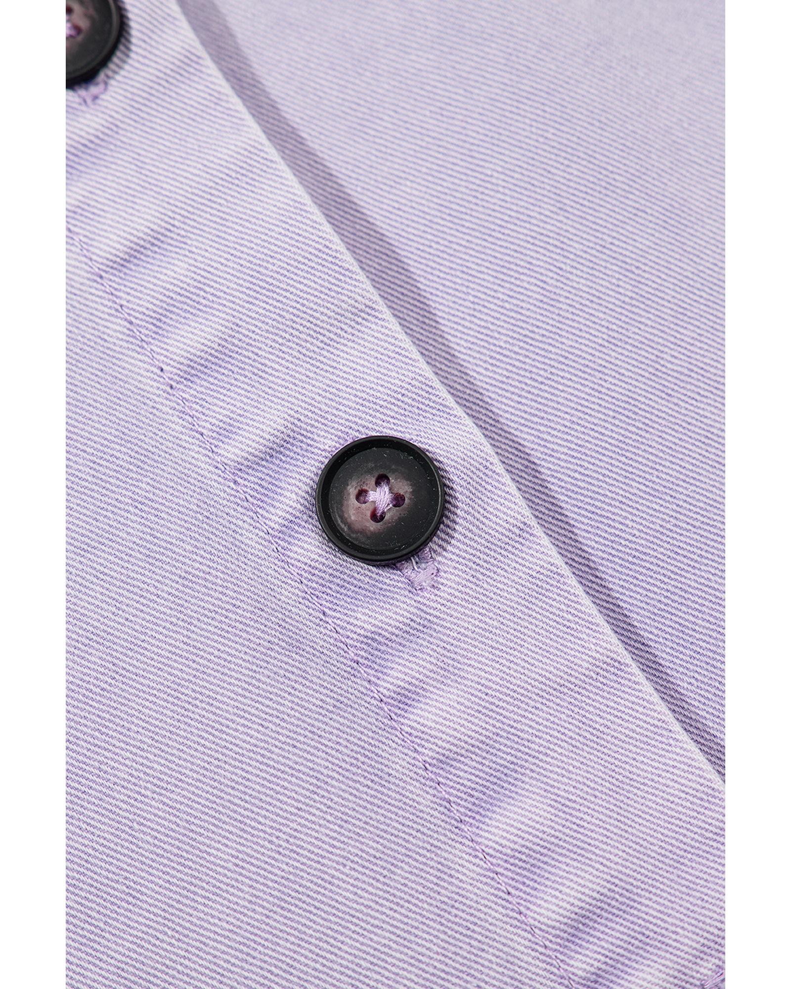 Orchid Petal Short Sleeve Double Chest Pocket Denim Shirt Dress - M