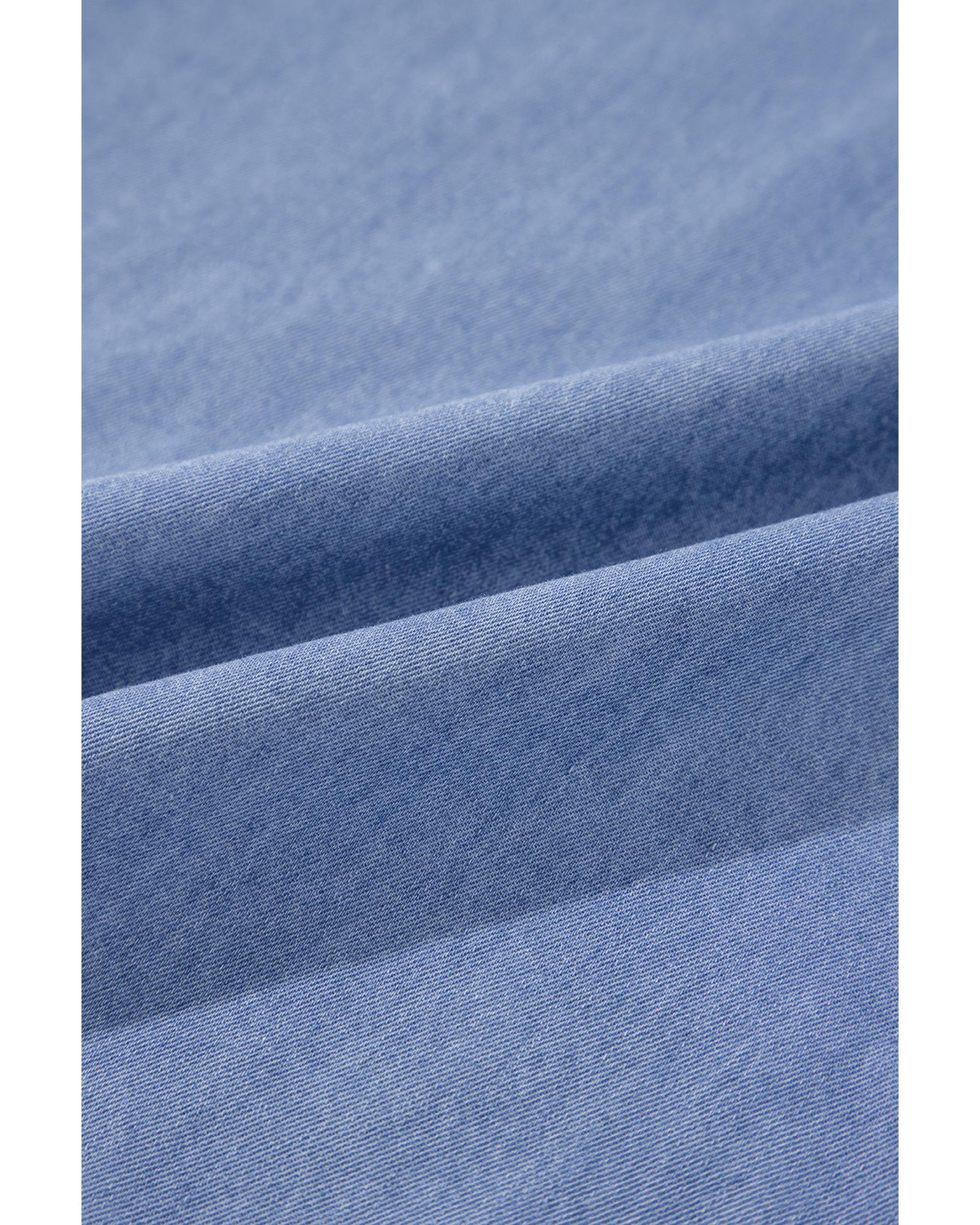 Myosotis Chambray Deep V Neck Bracelet Sleeve Maxi Dress - XL