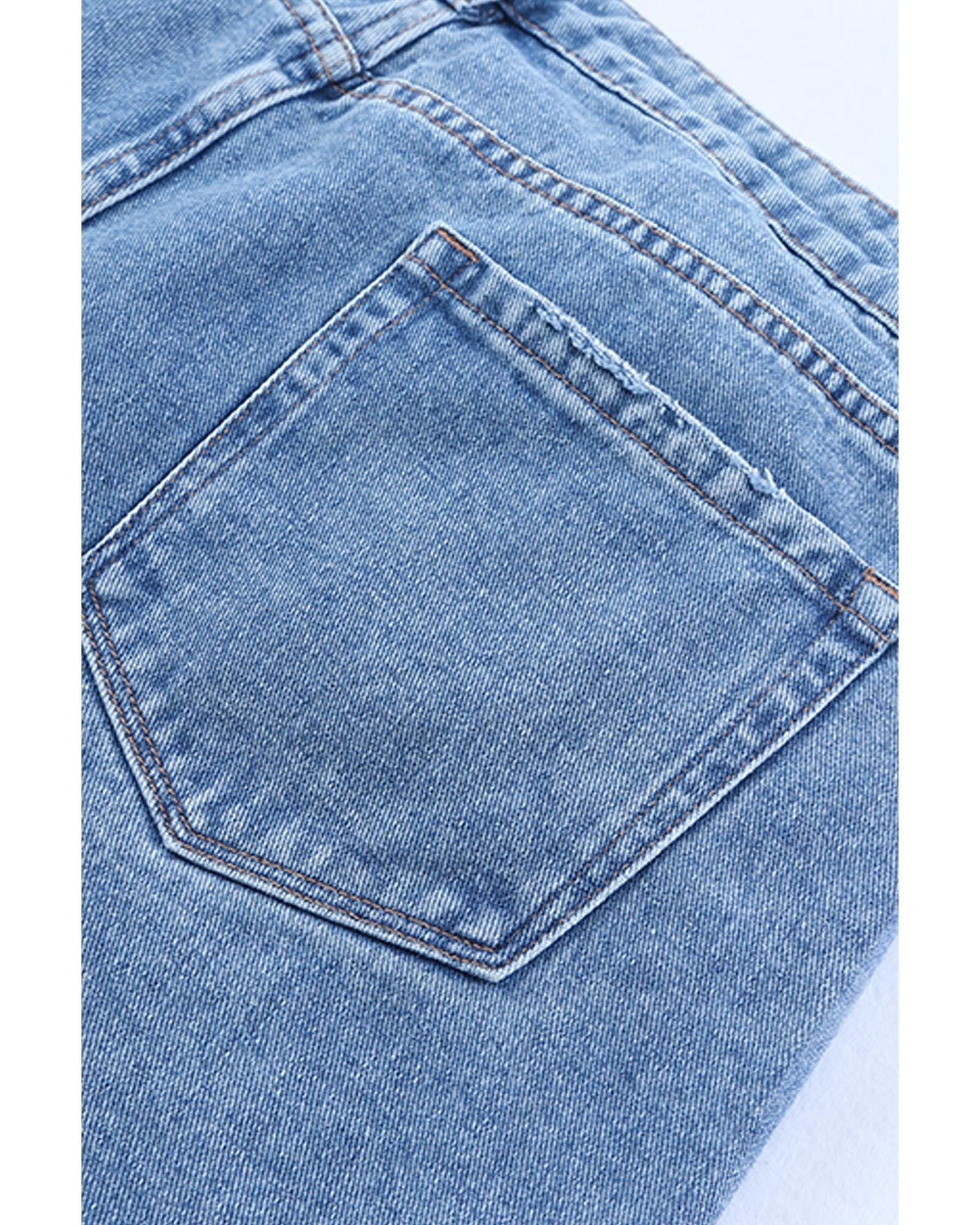 Sky Blue High Rise Crossover Waist Denim Shorts - 10 US
