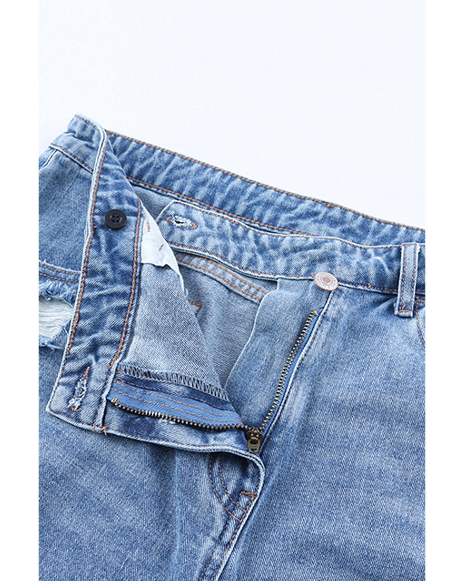 Sky Blue High Rise Crossover Waist Denim Shorts - 14 US