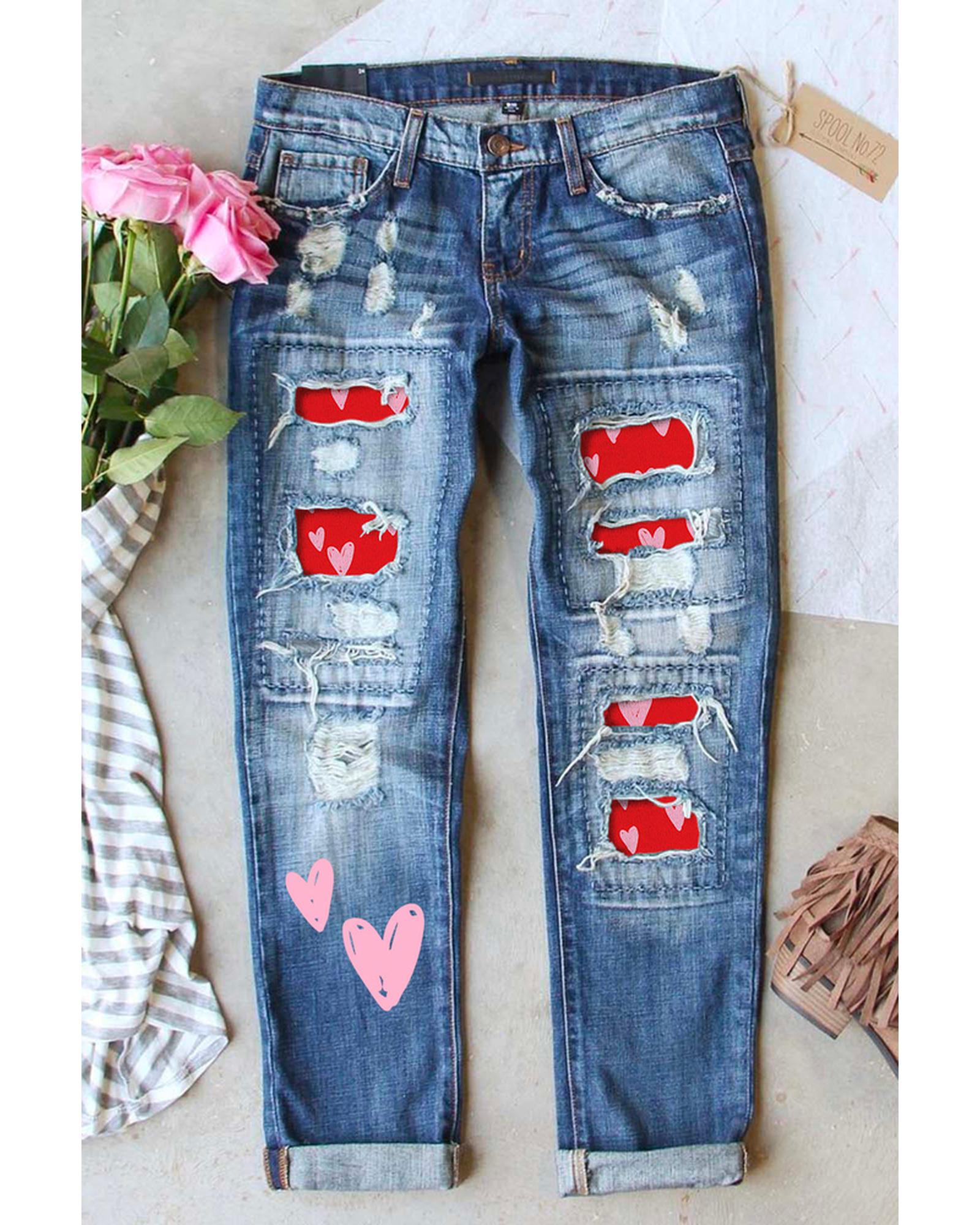 Azura Exchange Patchwork Distressed Jeans - 16 US