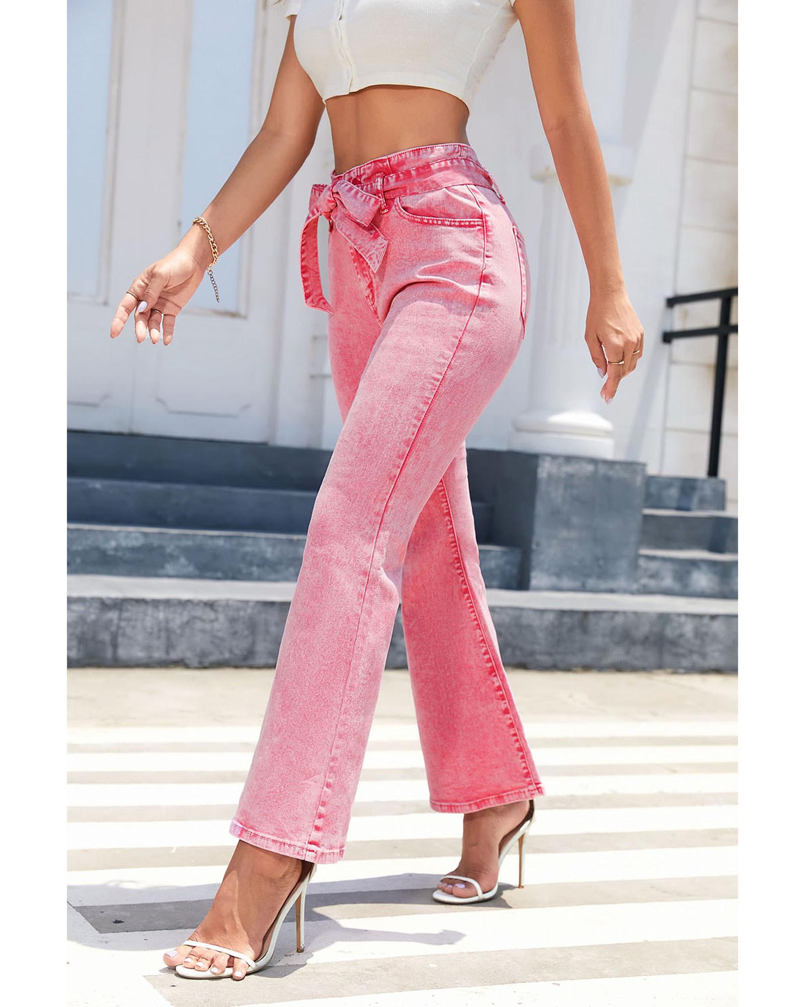 Azura Exchange High Waist Flare Leg Front Knot Jeans - 10 US