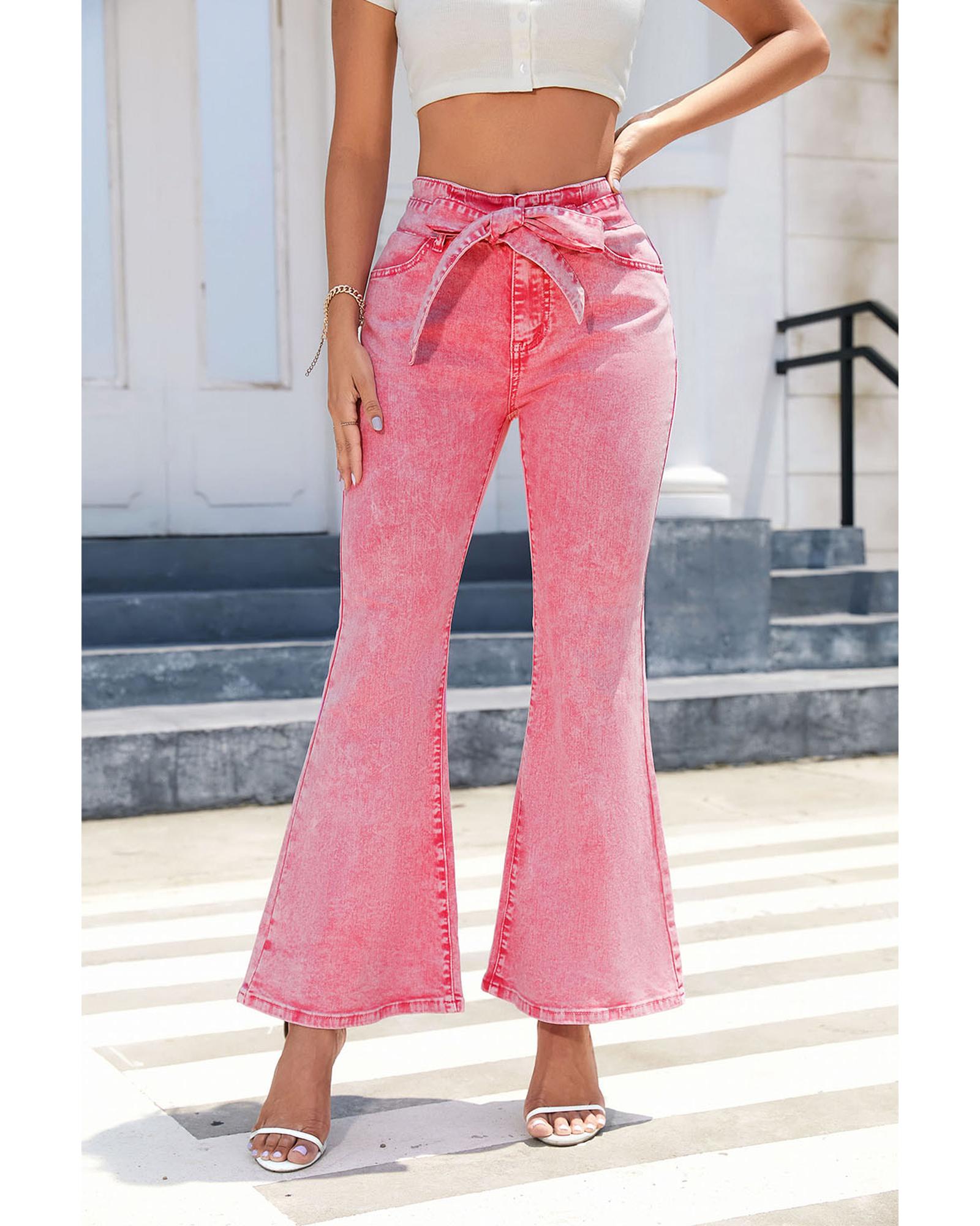 Azura Exchange High Waist Flare Leg Front Knot Jeans - 6 US