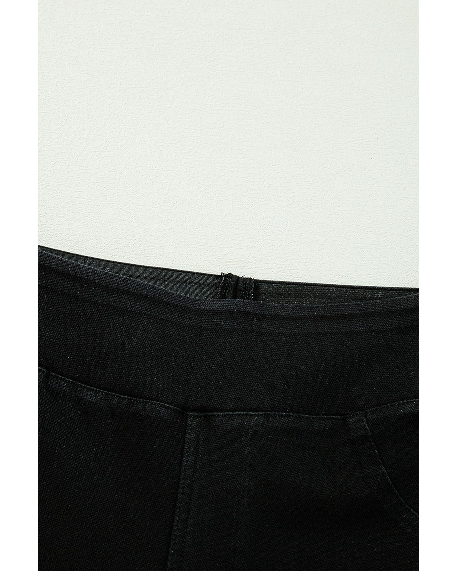 Black Solid Color High Waist Stretchy Slim Fit Jeggings - S