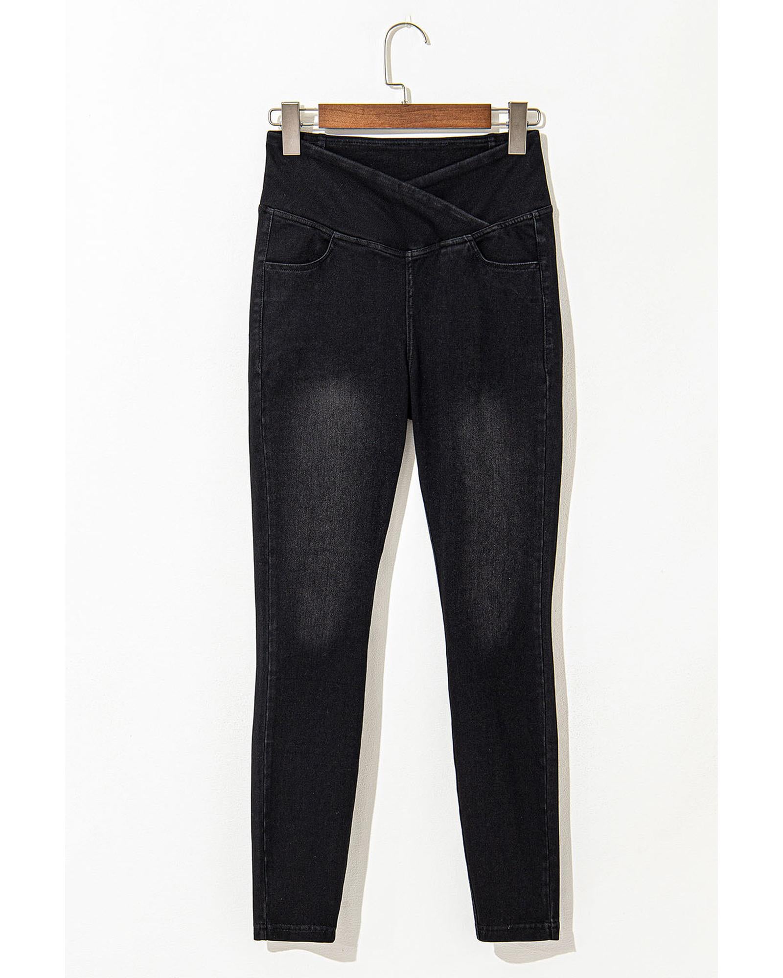 Black Arched Waist Stretchy Slim Fit Jeggings - S