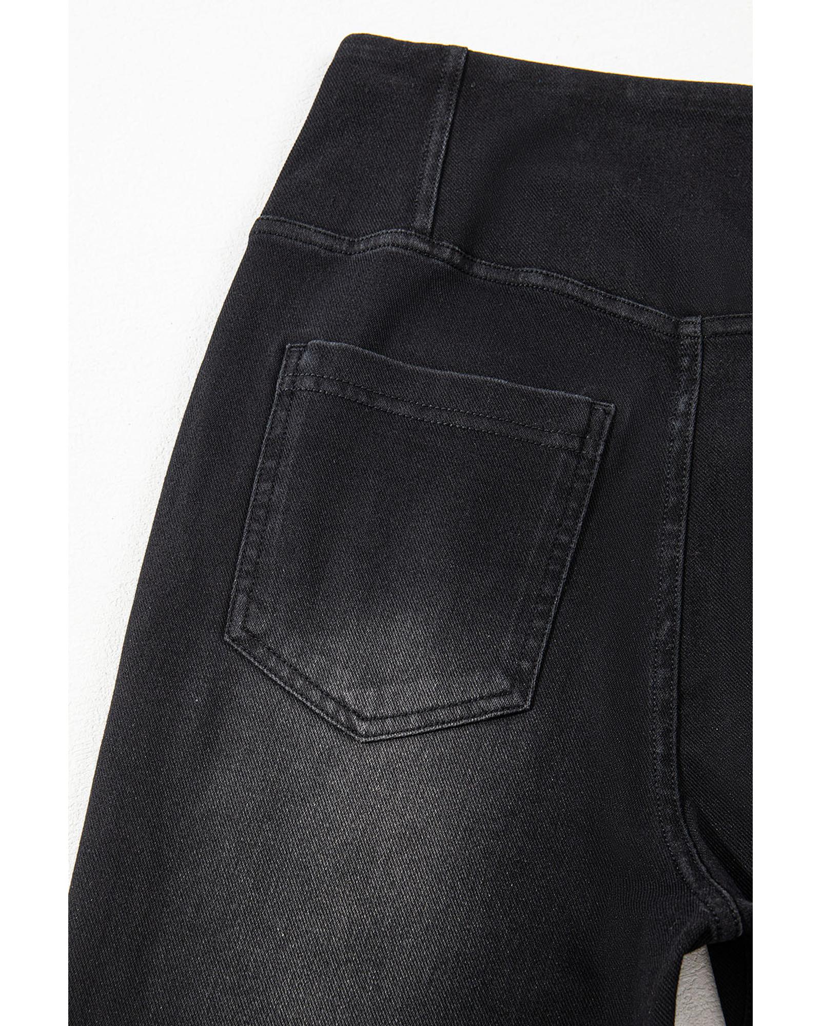 Black Arched Waist Stretchy Slim Fit Jeggings - S