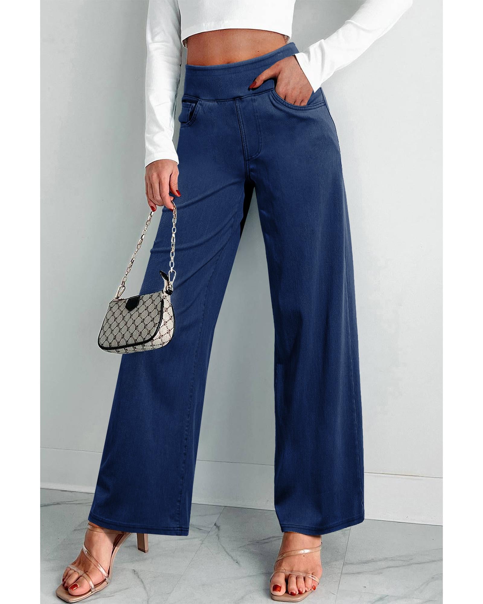 Sail Blue Medium Wash Straight Leg Loose Casual Jeans - L
