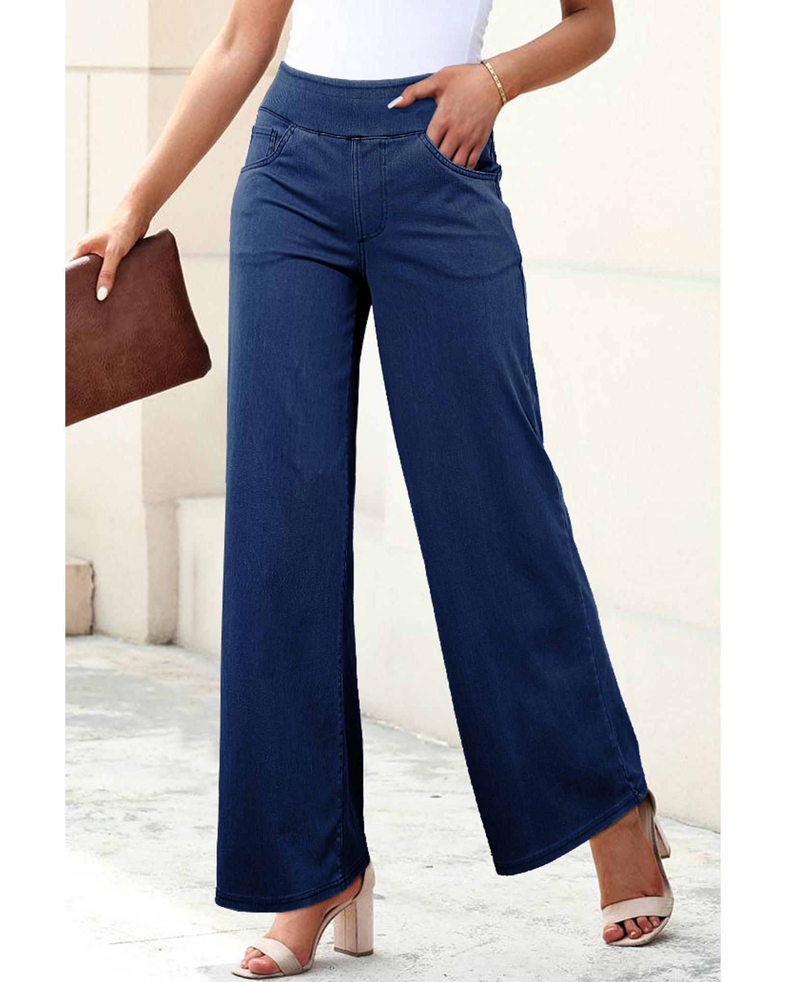 Sail Blue Medium Wash Straight Leg Loose Casual Jeans - L