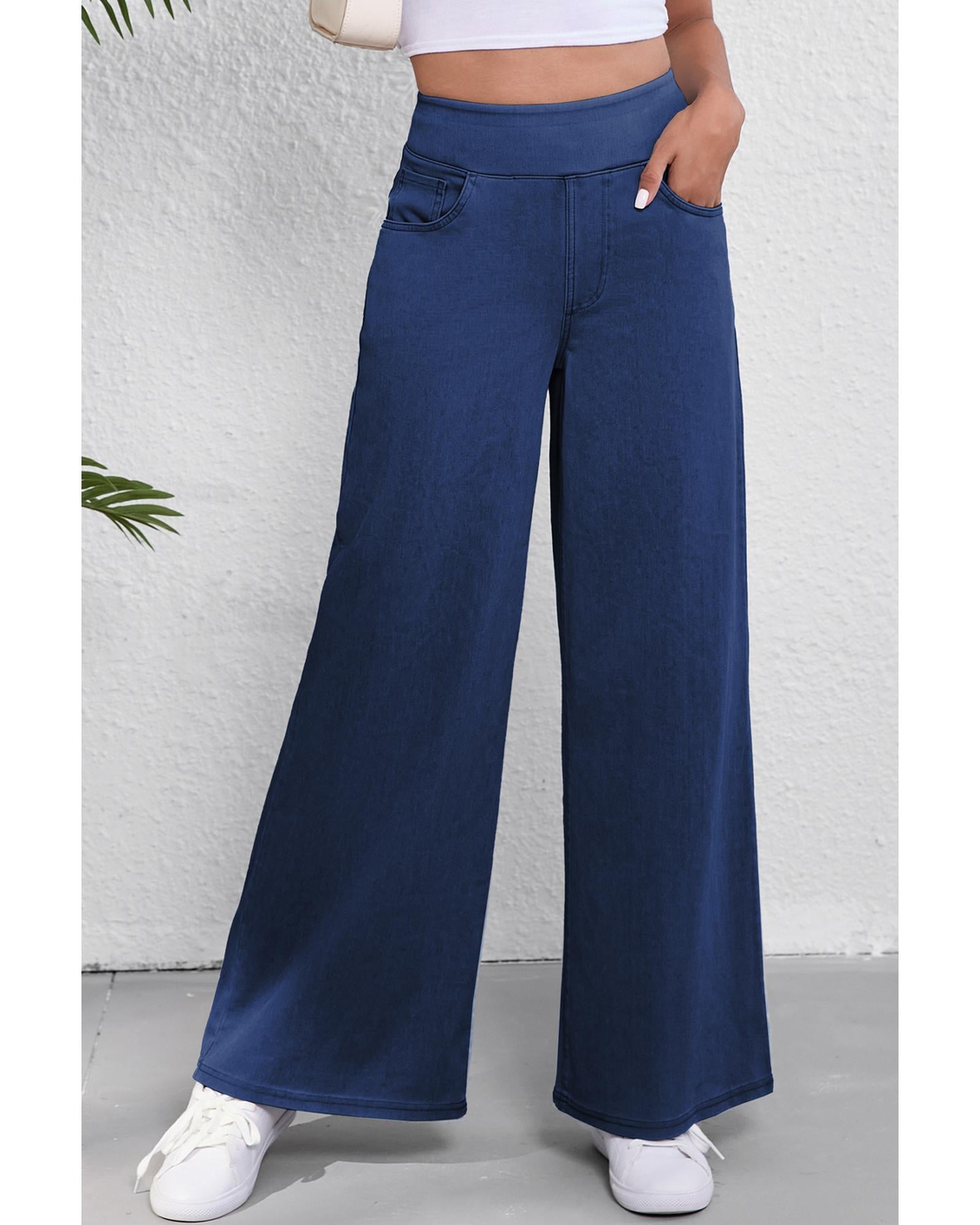 Sail Blue Medium Wash Straight Leg Loose Casual Jeans - L