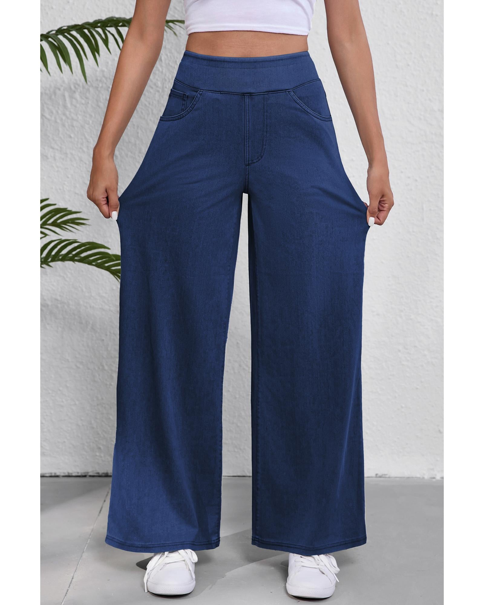Sail Blue Medium Wash Straight Leg Loose Casual Jeans - L