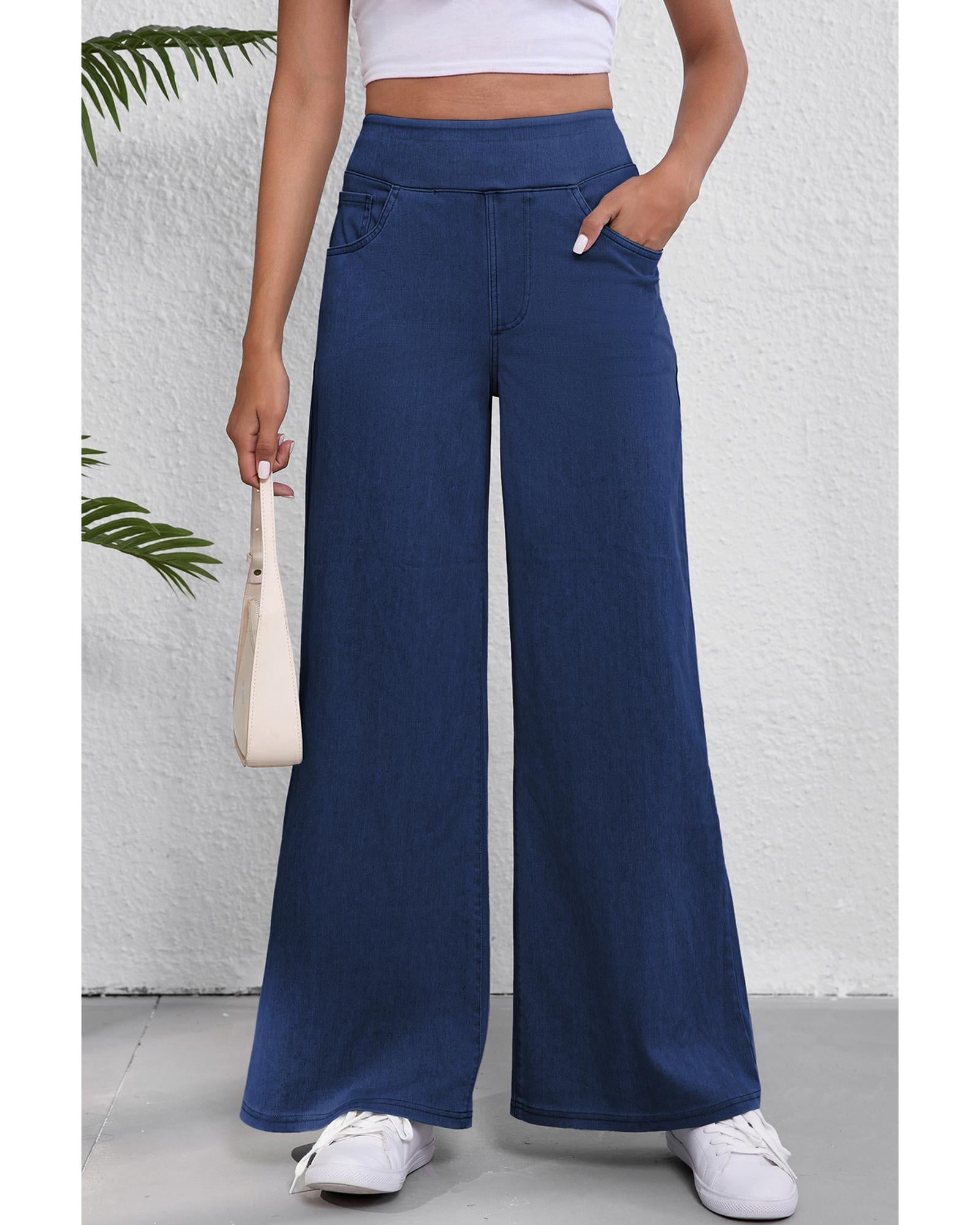 Sail Blue Medium Wash Straight Leg Loose Casual Jeans - L