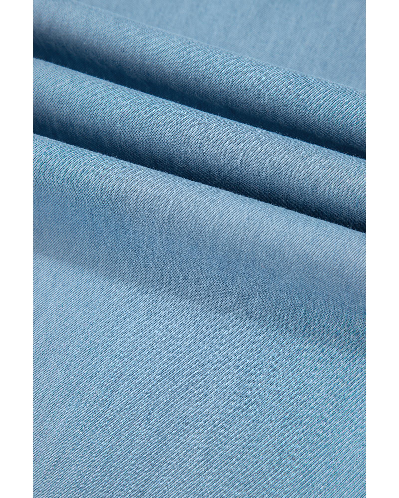 Myosotis Light Wash Raw Hem Ruffled Wide Leg Jeans - 16 US