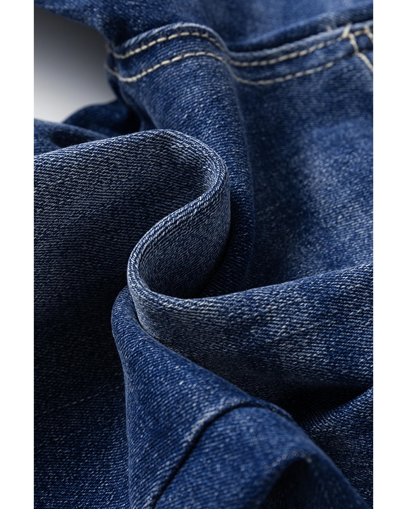 Dusk Blue Mineral Wash High Rise Ripped Jeans - 12 US