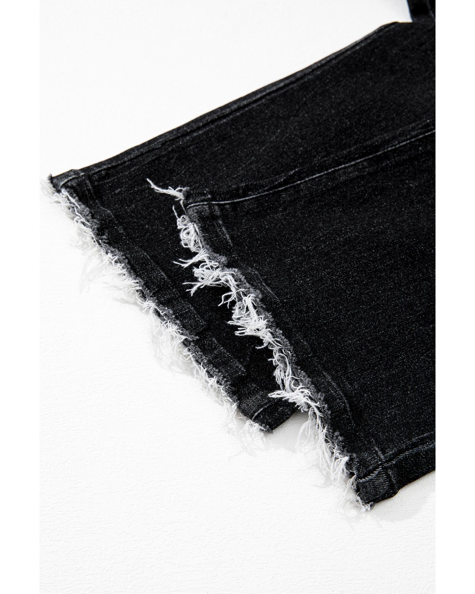 Carbon Grey Mineral Wash Raw Hem High Waist Flared Jeans - 4 US