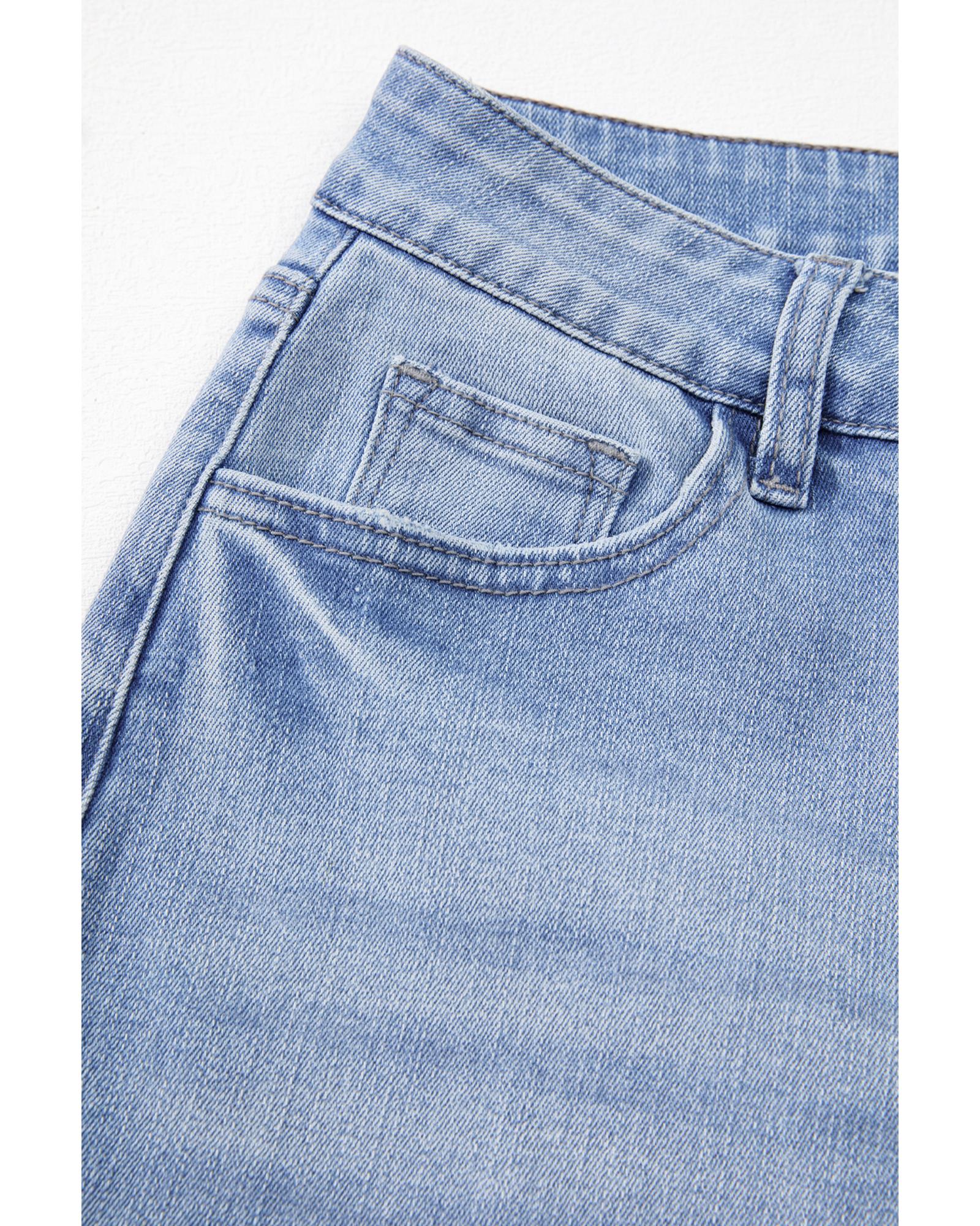 Beau Blue Mineral Wash Raw Hem High Waist Flared Jeans - 10 US