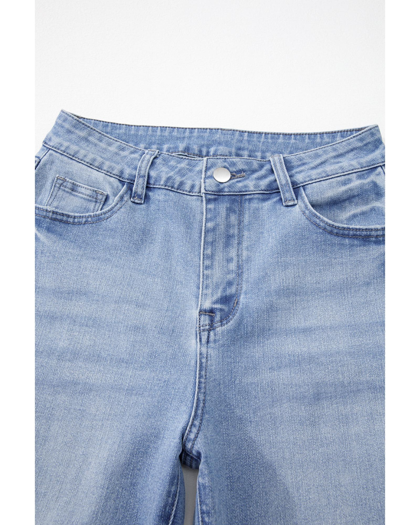 Beau Blue Mineral Wash Raw Hem High Waist Flared Jeans - 12 US