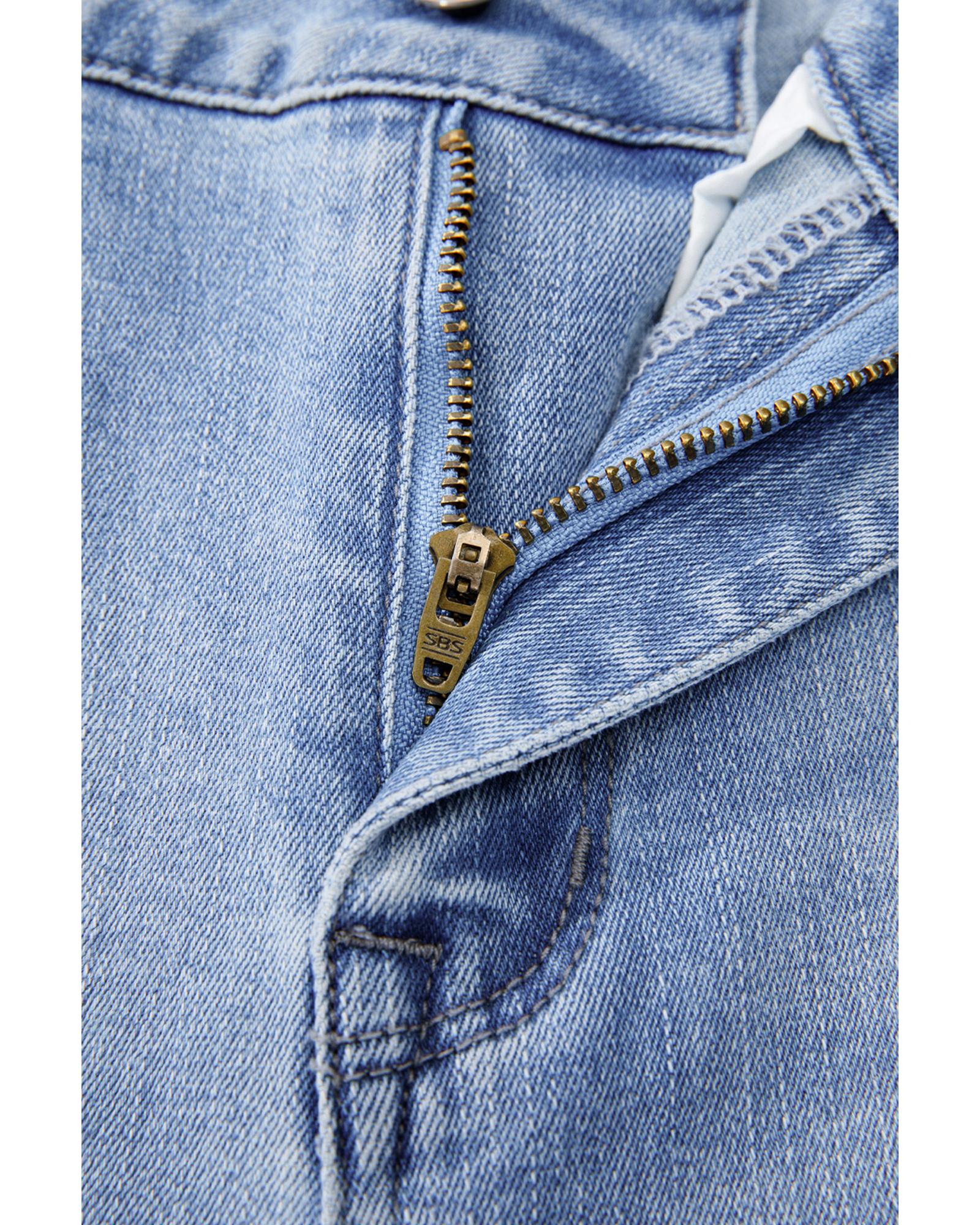 Beau Blue Mineral Wash Raw Hem High Waist Flared Jeans - 4 US