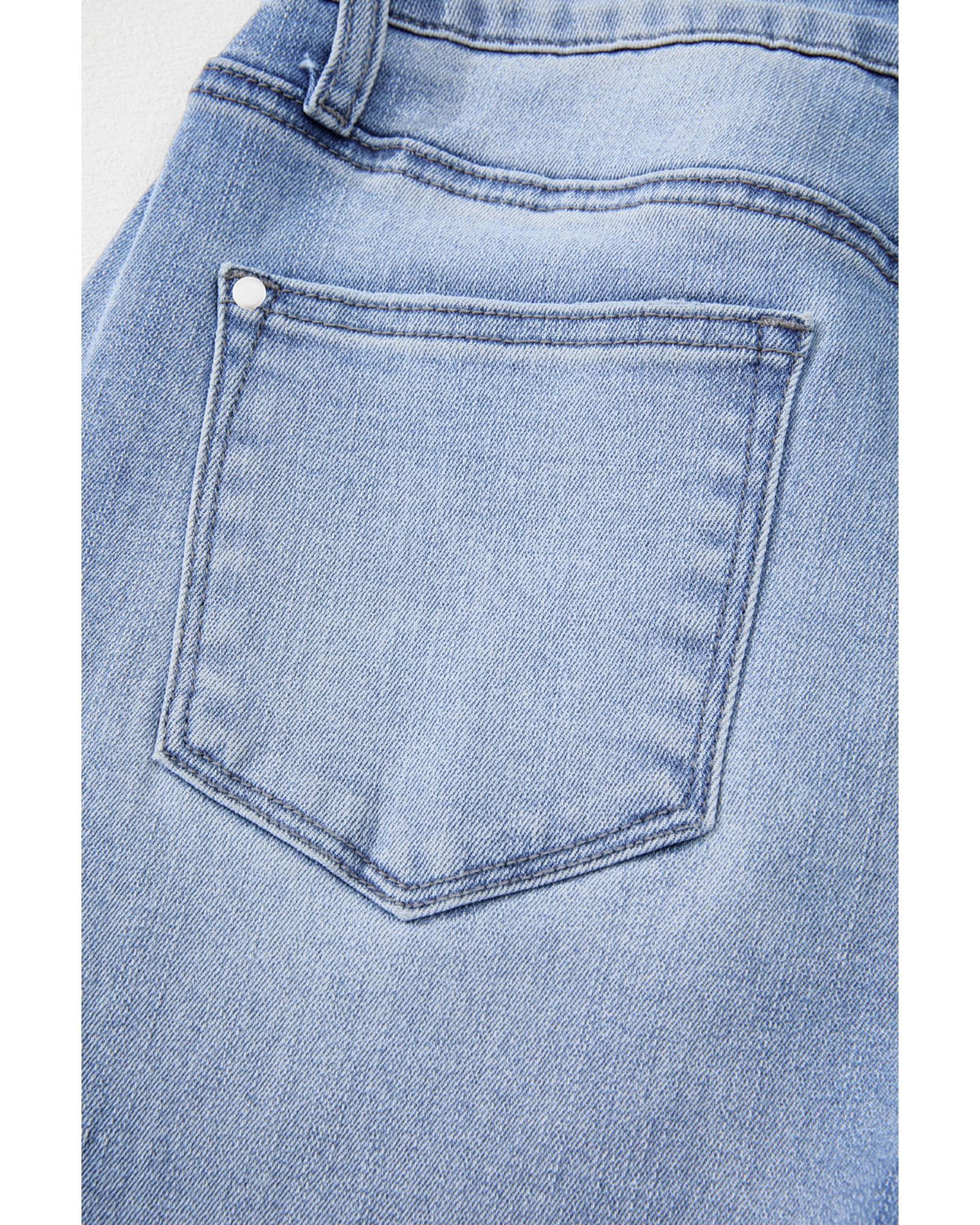 Beau Blue Mineral Wash Raw Hem High Waist Flared Jeans - 6 US