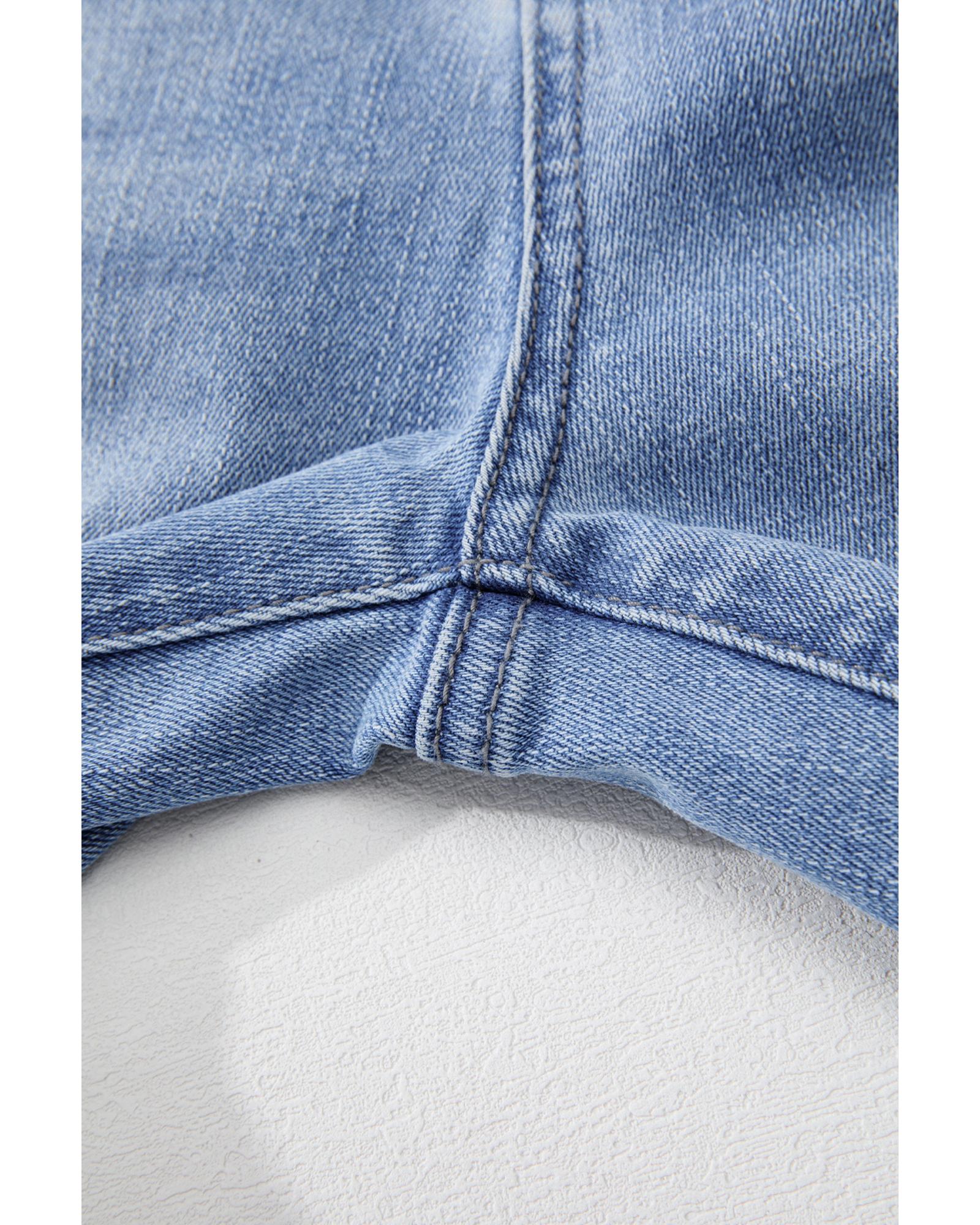 Beau Blue Mineral Wash Raw Hem High Waist Flared Jeans - 8 US