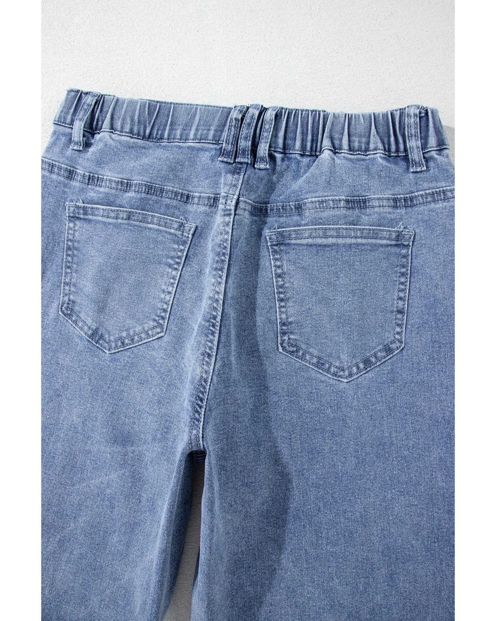 Dusk Blue Foiled Star Patchwork Straight Leg Loose Jeans - 10 US