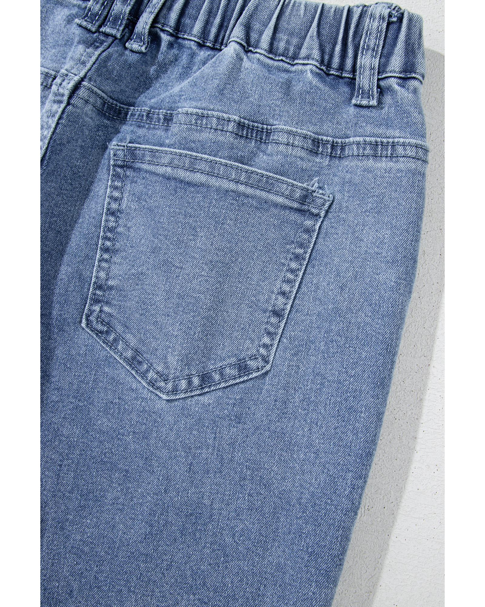 Dusk Blue Foiled Star Patchwork Straight Leg Loose Jeans - 8 US