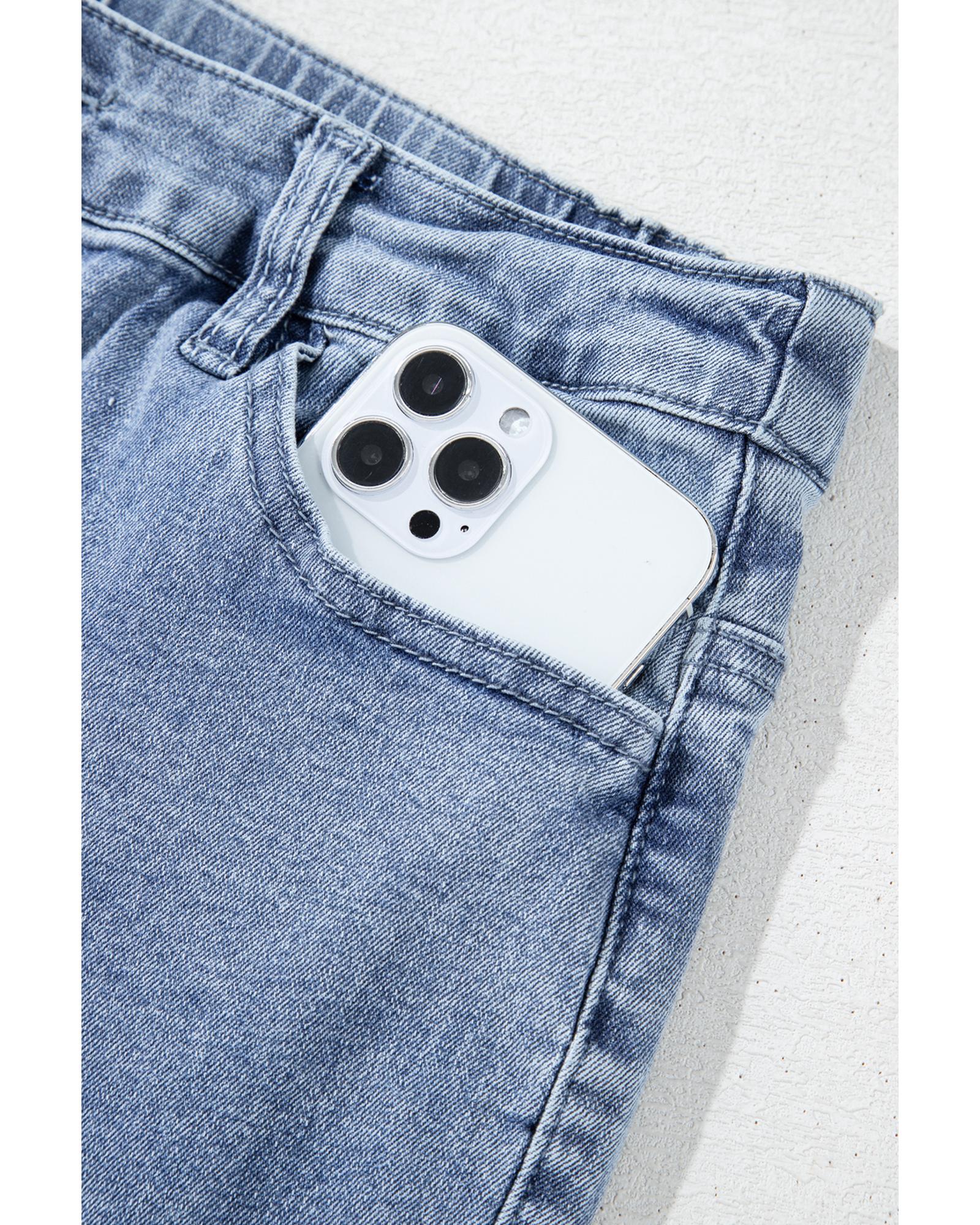 Dusk Blue Foiled Star Patchwork Straight Leg Loose Jeans - 8 US