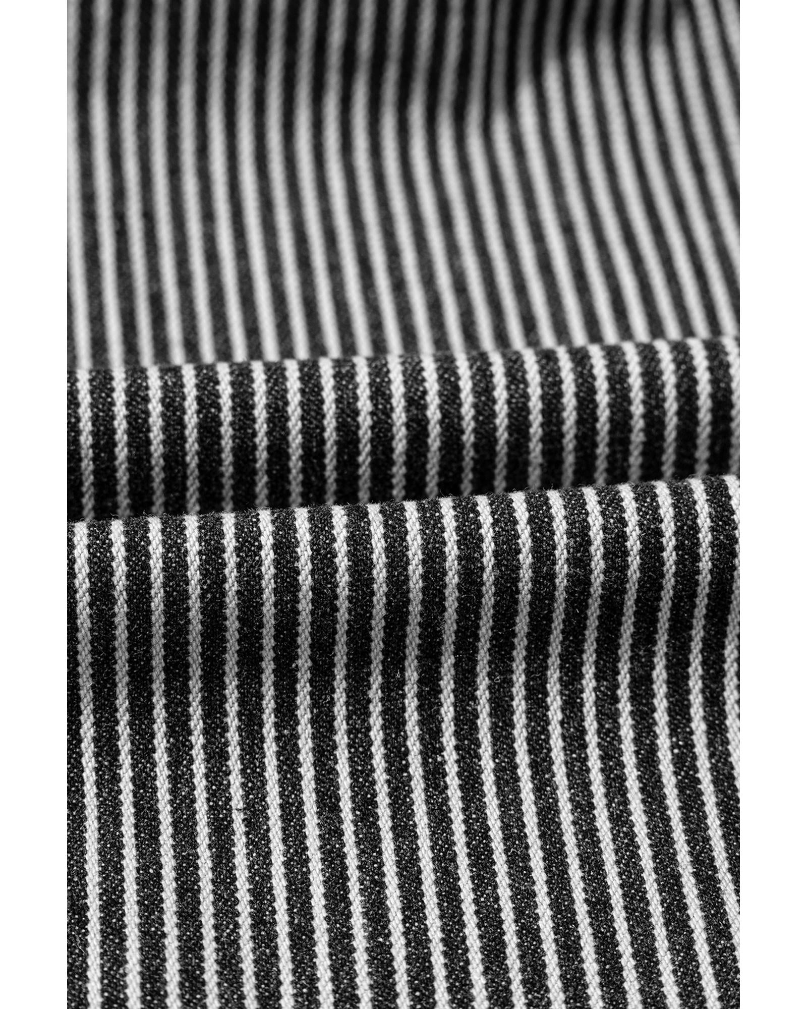 Blue Stripe Washed Oversize Pocketed Denim Jacket - XL