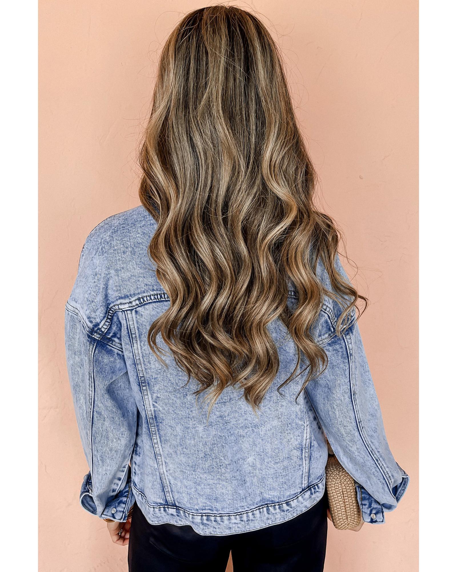 Beau Blue Vintage Washed Flap Pockets Denim Jacket - 2XL