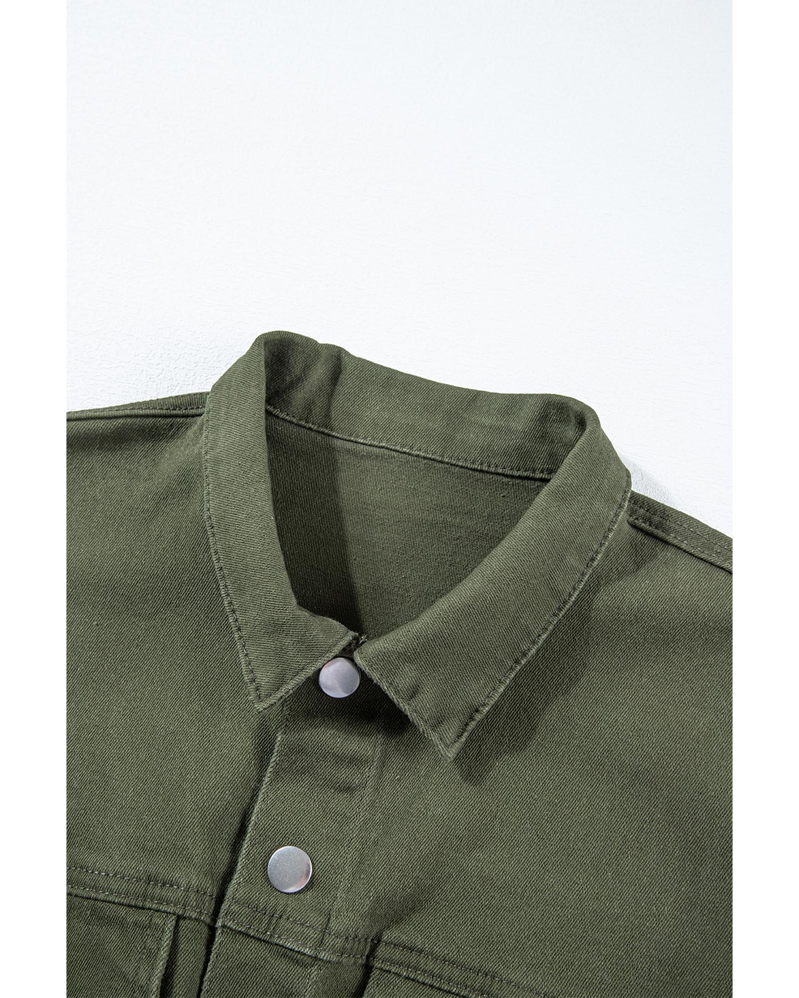 Moss Green Distressed Frayed Denim Romper - XL