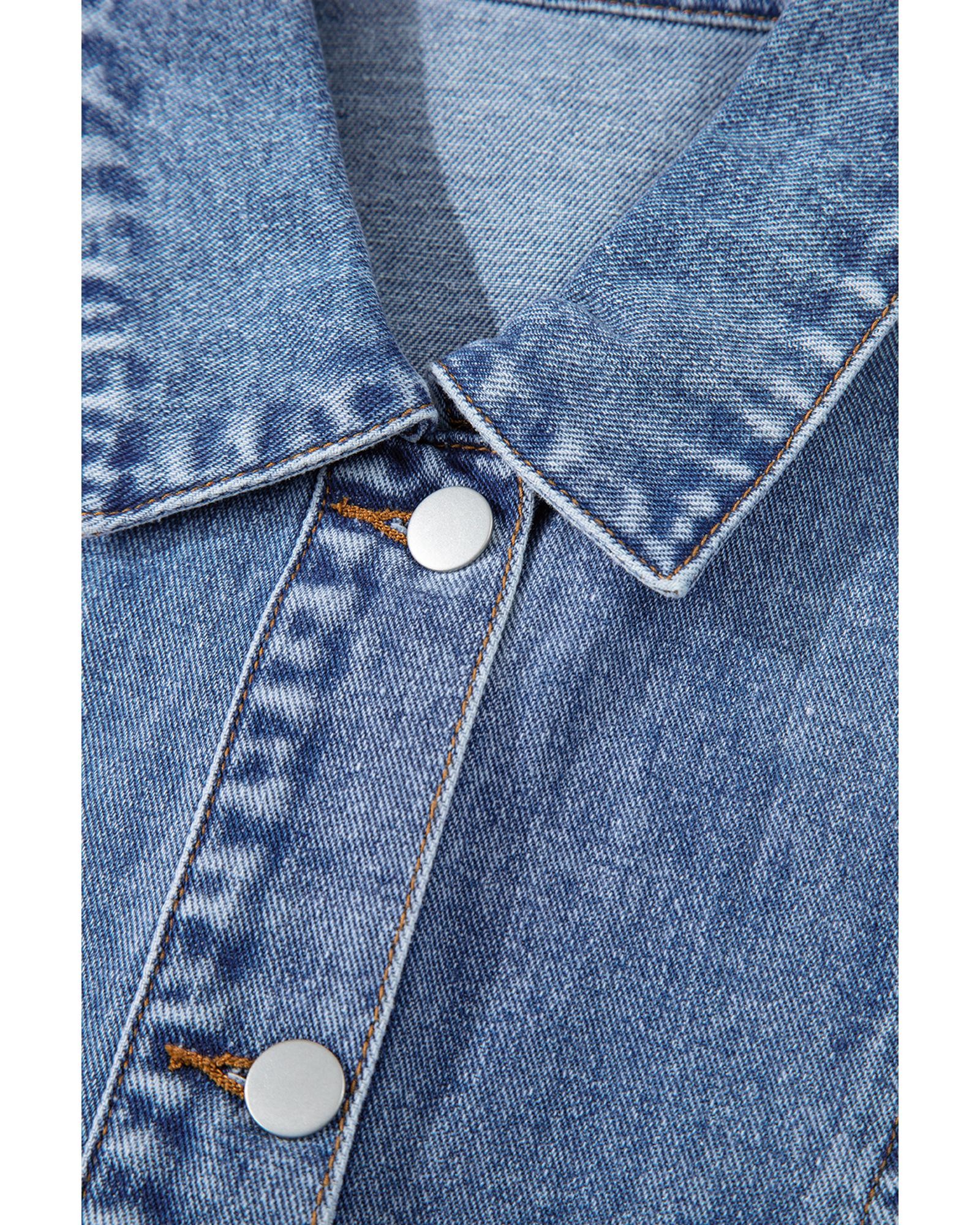 Ashleigh Blue Acid Wash Elastic Hem Button Up Denim Vest - XL