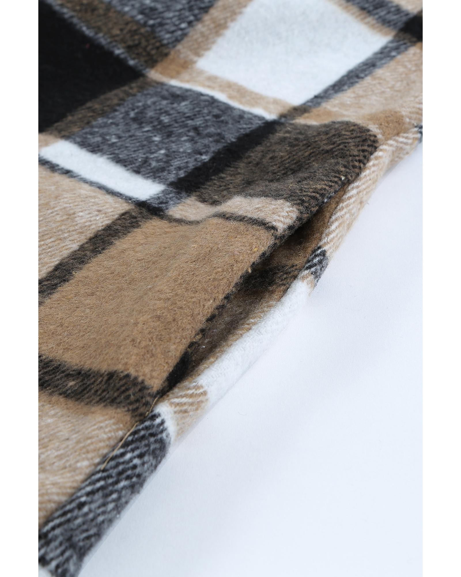 Azura Exchange Plaid Print Buttoned Shirt Jacket - S