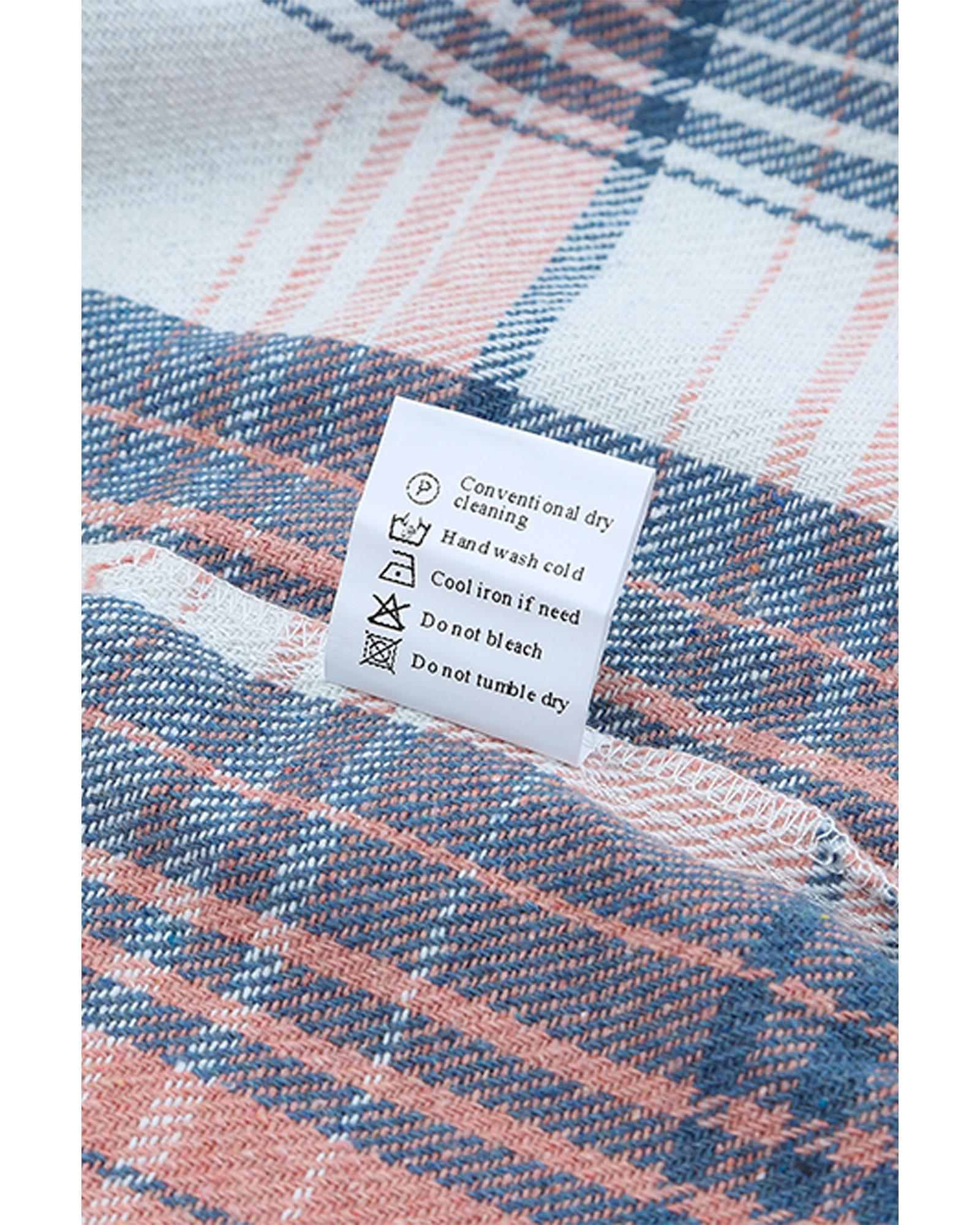 Pink Black/Pink Plaid Flap Pockets Shacket - L