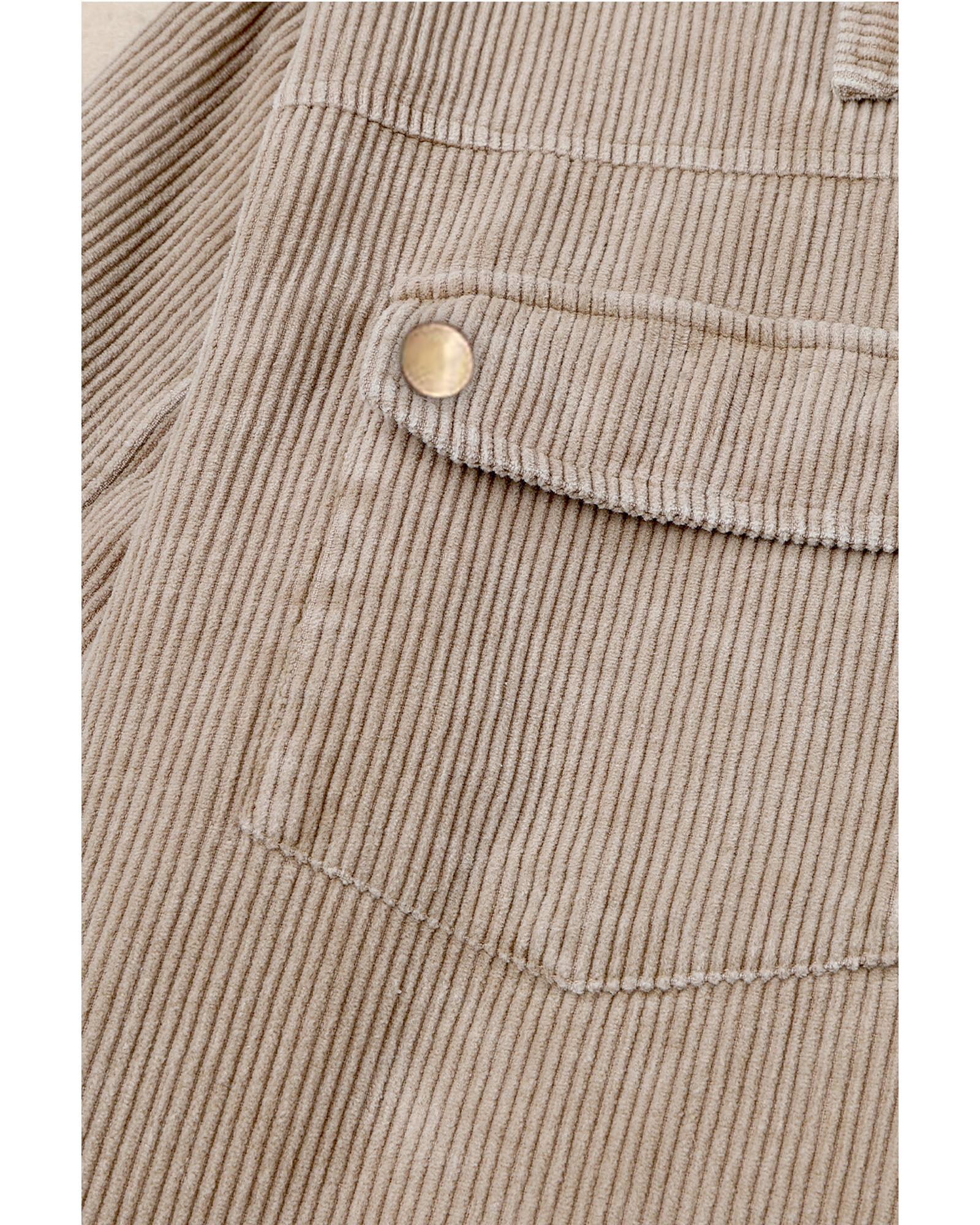 Azura Exchange Khaki Patchwork Hooded Corduroy Shacket - M