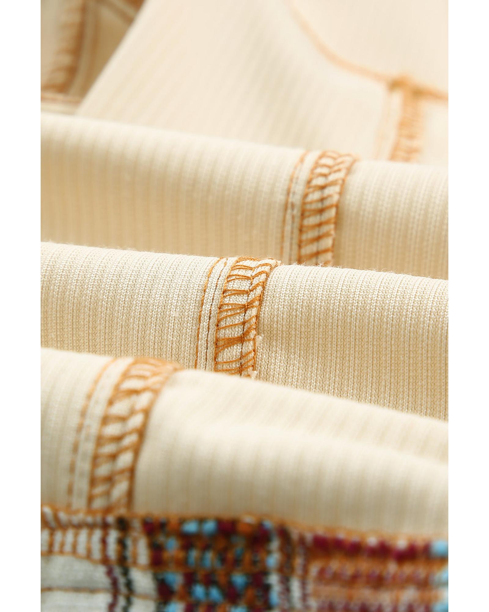 Button Up Pockets Striped Color Block Corduroy Jacket - M