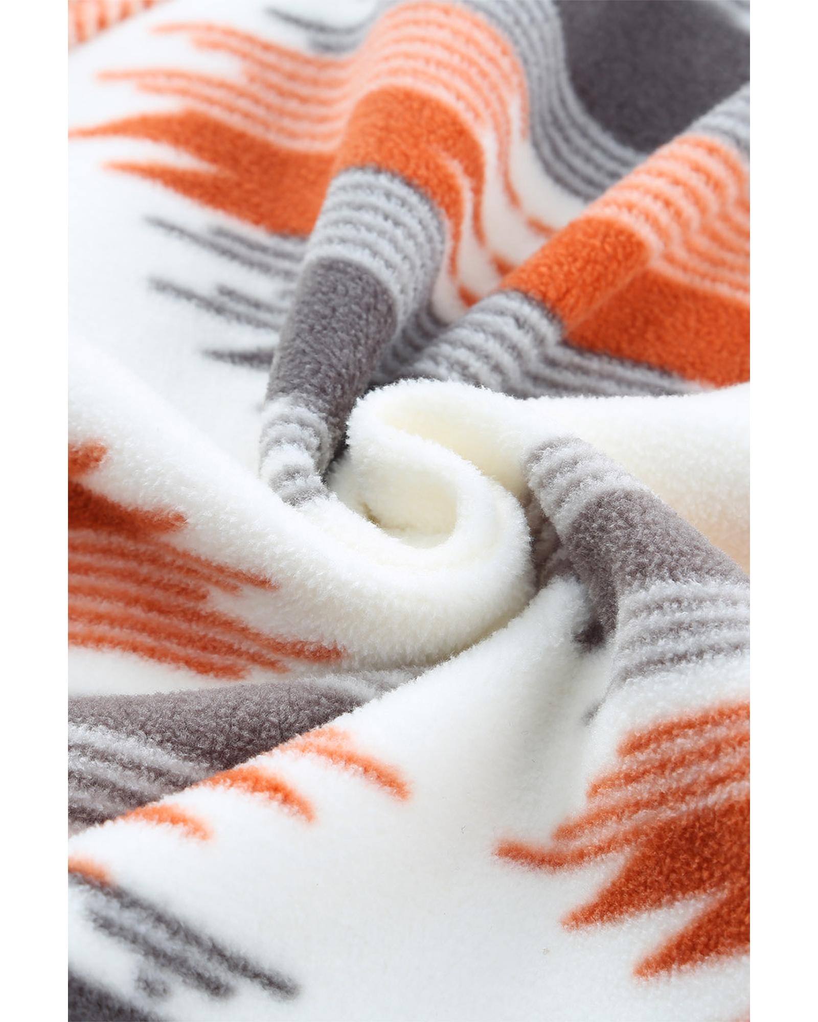 Gray Western Aztec Snap Buttoned Fleece Jacket - 2XL