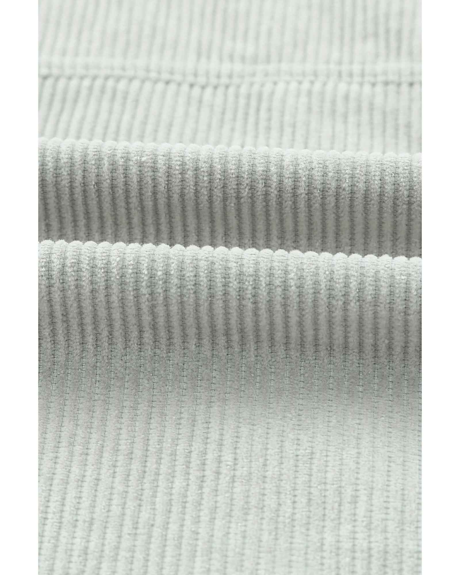 Sky Blue Raw Hem Flap Pockets Cropped Corduroy Jacket - XL