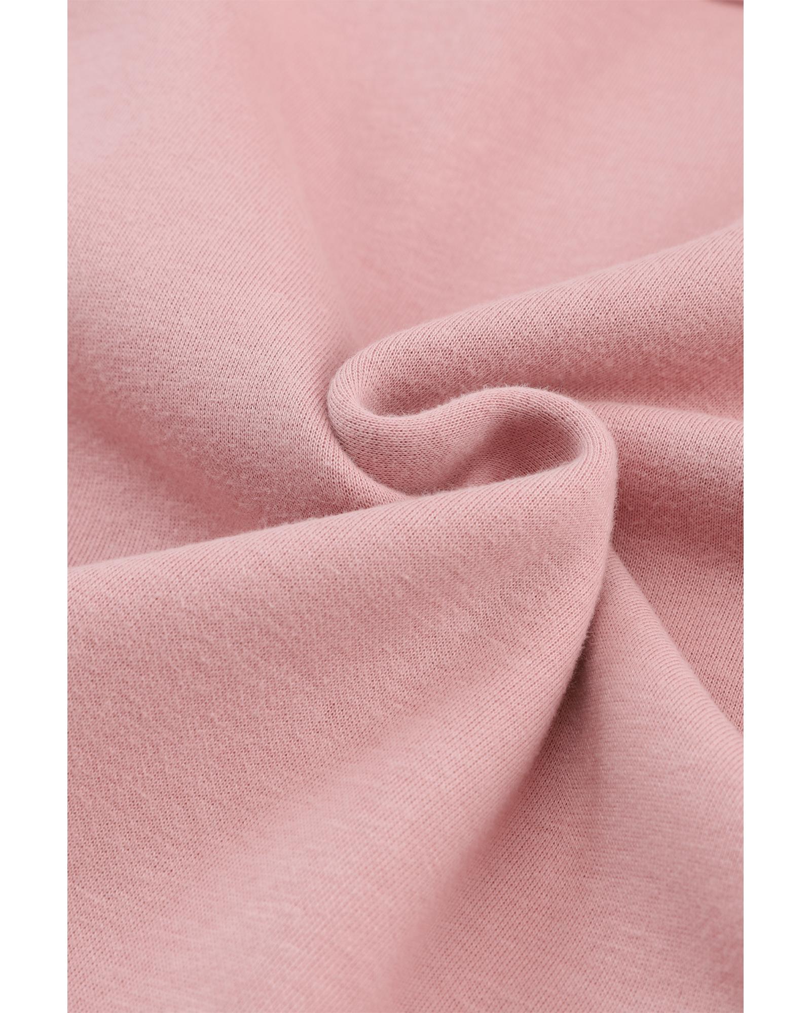 Pink Flap Pocket Drawstring Hood Zip Up Jacket - M