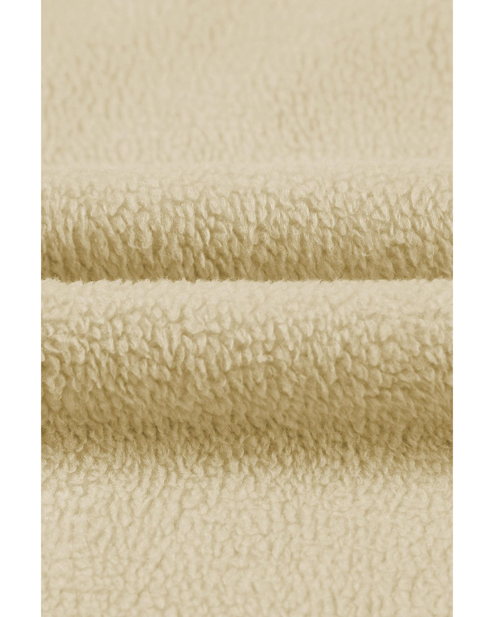 Apricot Flap Pocket Drawstring Hood Zip Up Jacket - L