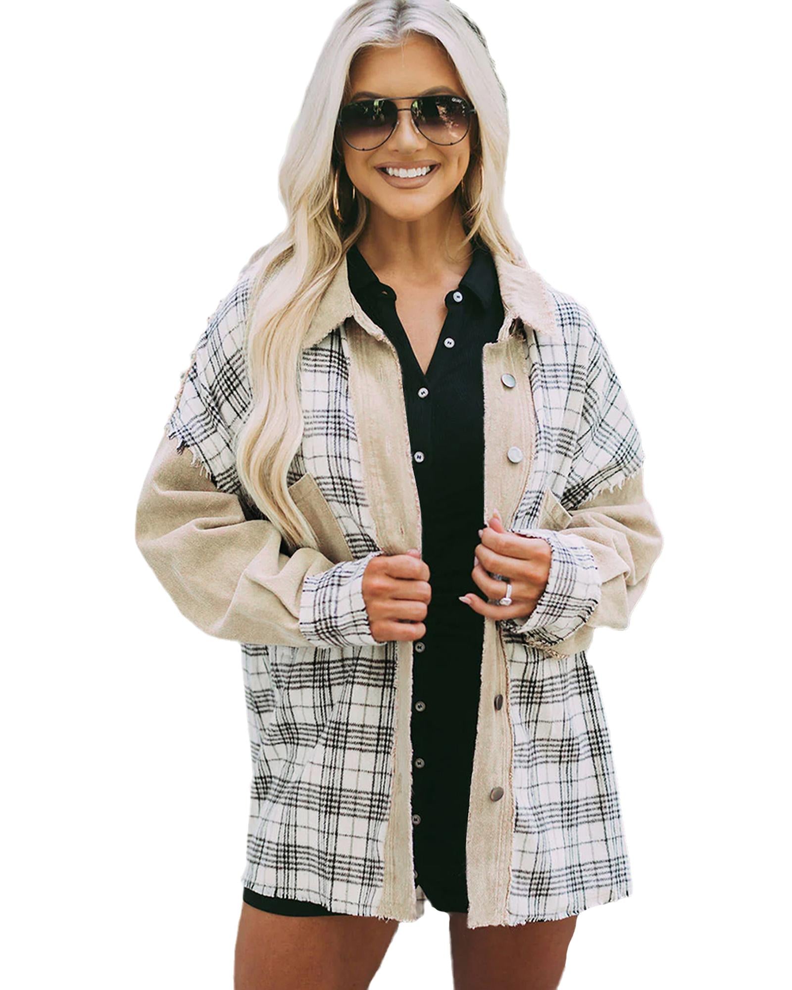 Khaki Distressed Raw Edge Plaid Patchwork Denim Jacket - XL