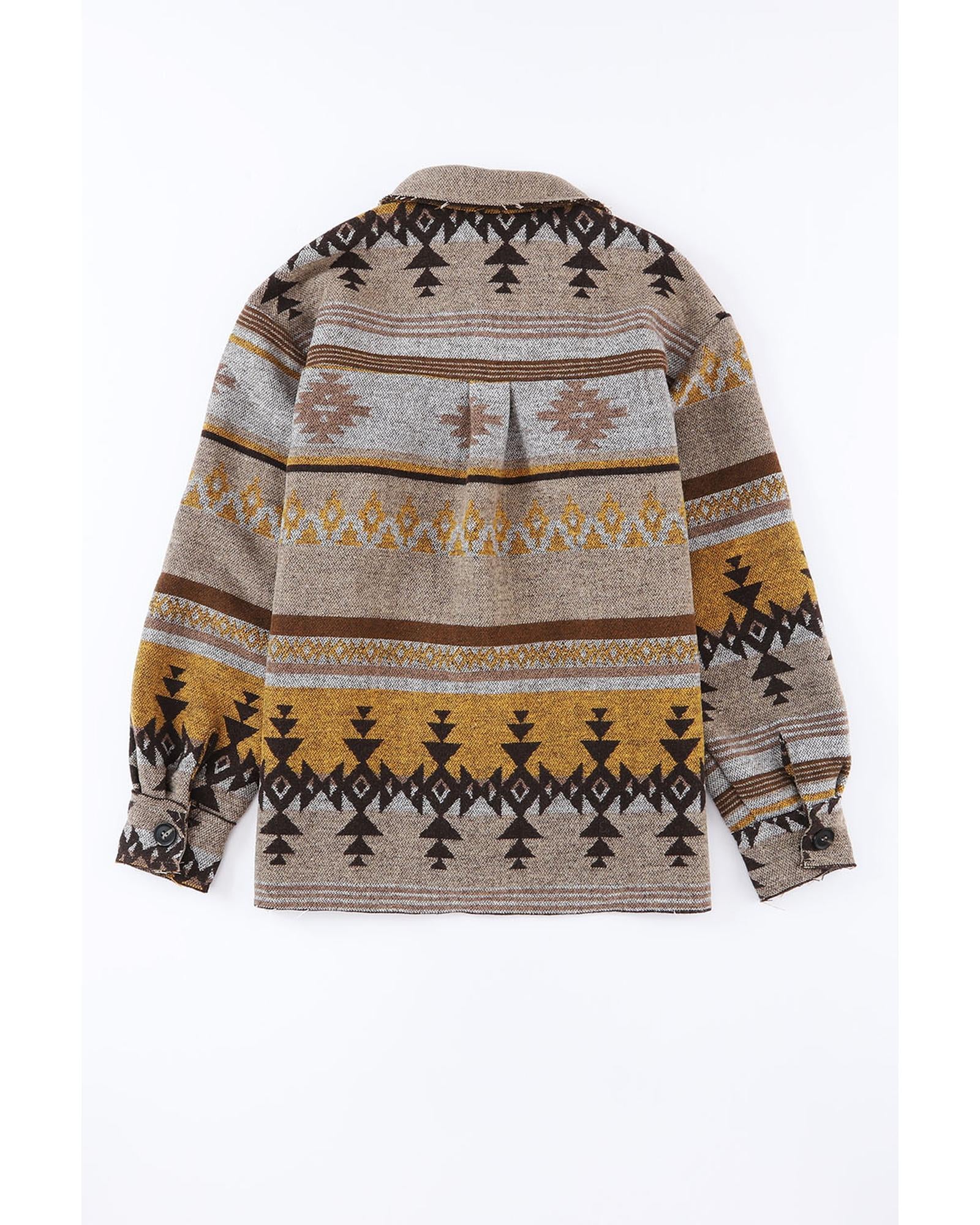 Azura Exchange Brown Western Aztec Print Jacket - M