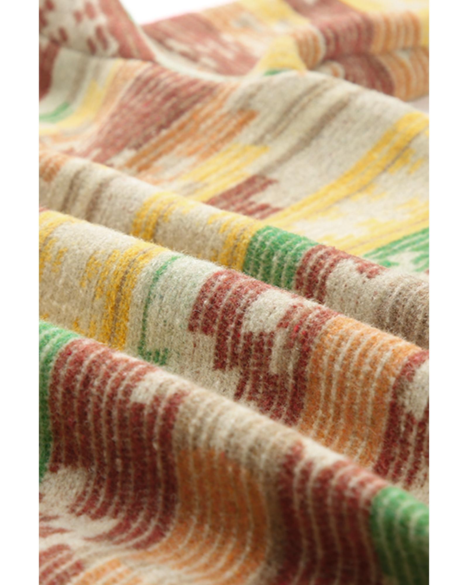 Yellow Western Aztec Print Button Flap Pocket Shacket - S