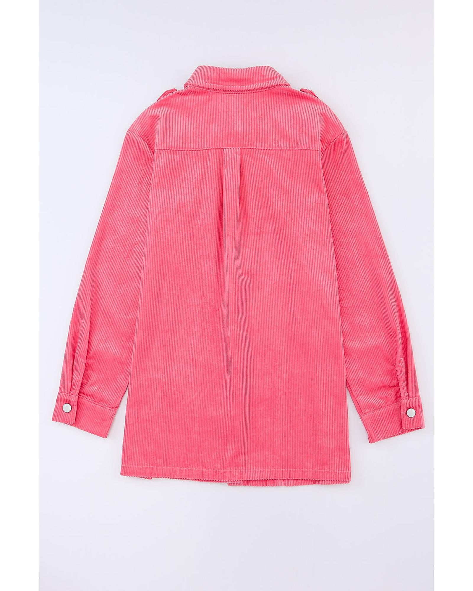 Pink Buttoned Flap Pocket Corduroy Jacket - M