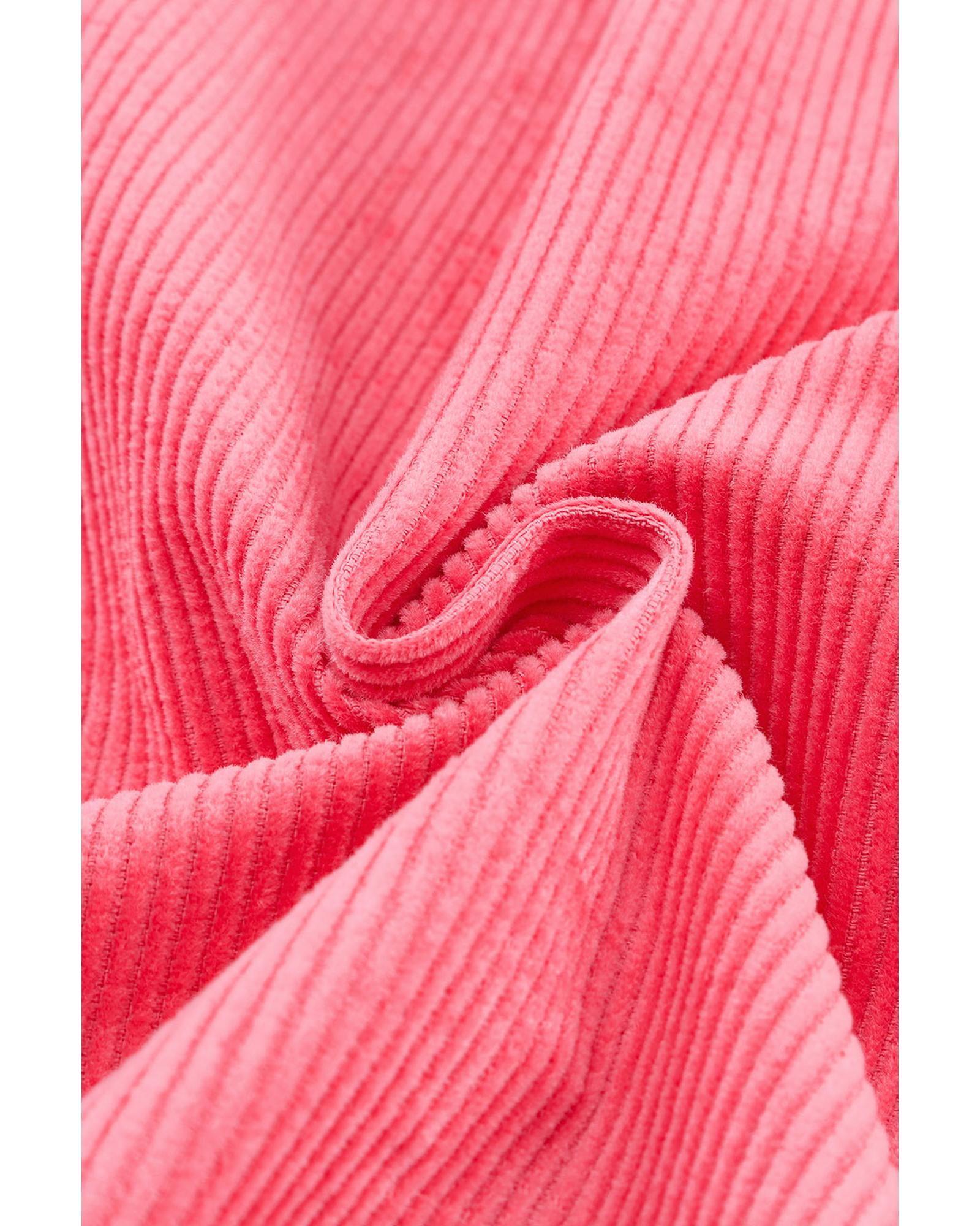 Pink Buttoned Flap Pocket Corduroy Jacket - XL