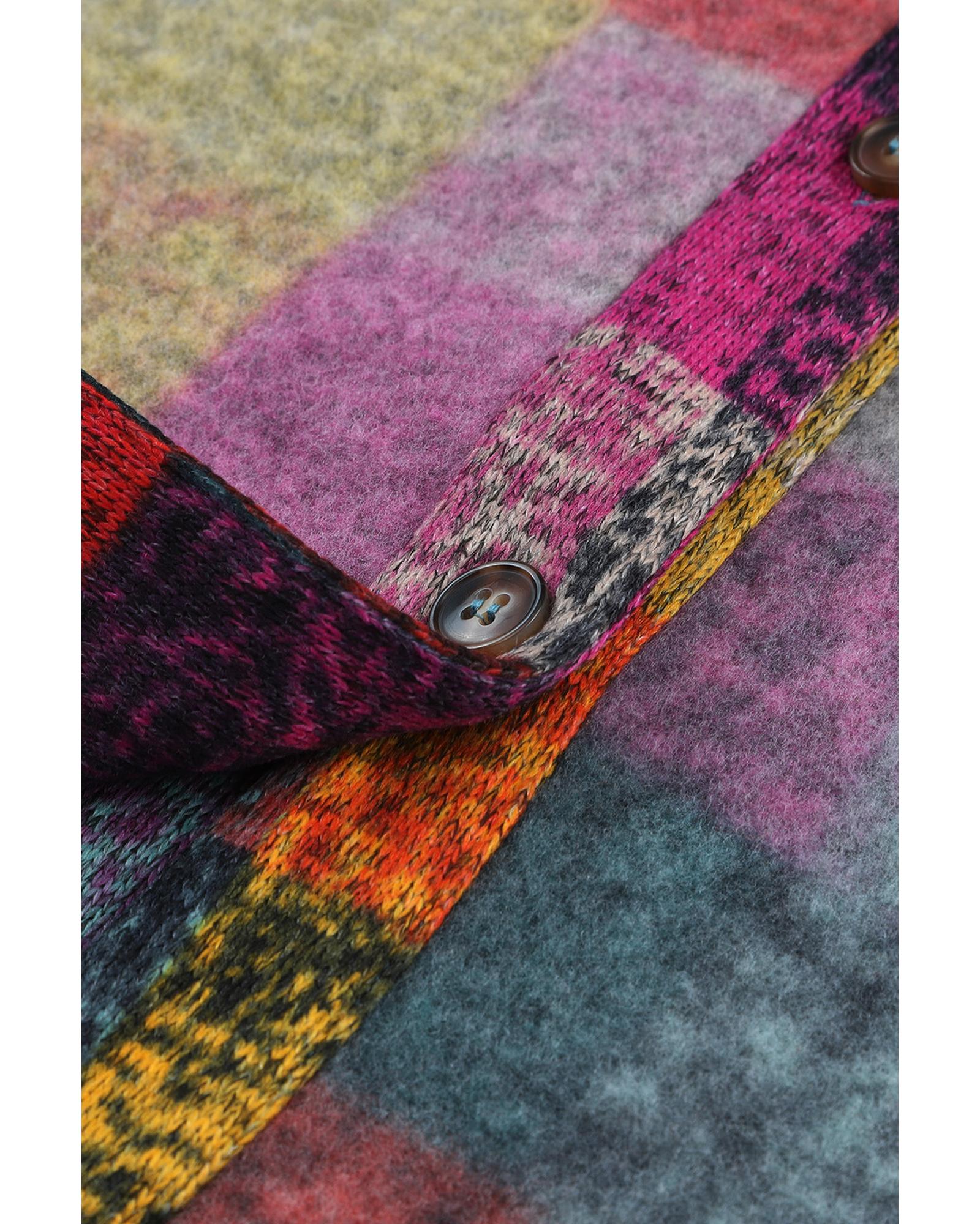 Multicolor Brushed Checked Western Buttoned Jacket - S