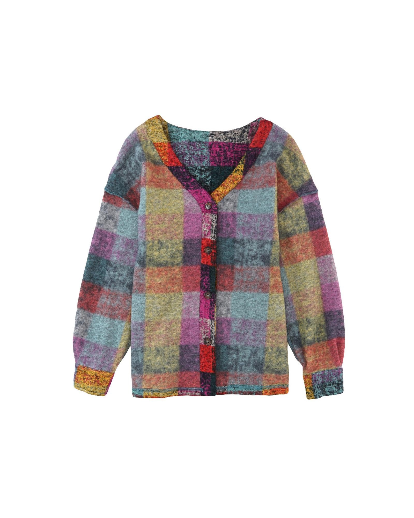 Multicolor Brushed Checked Western Buttoned Jacket - S