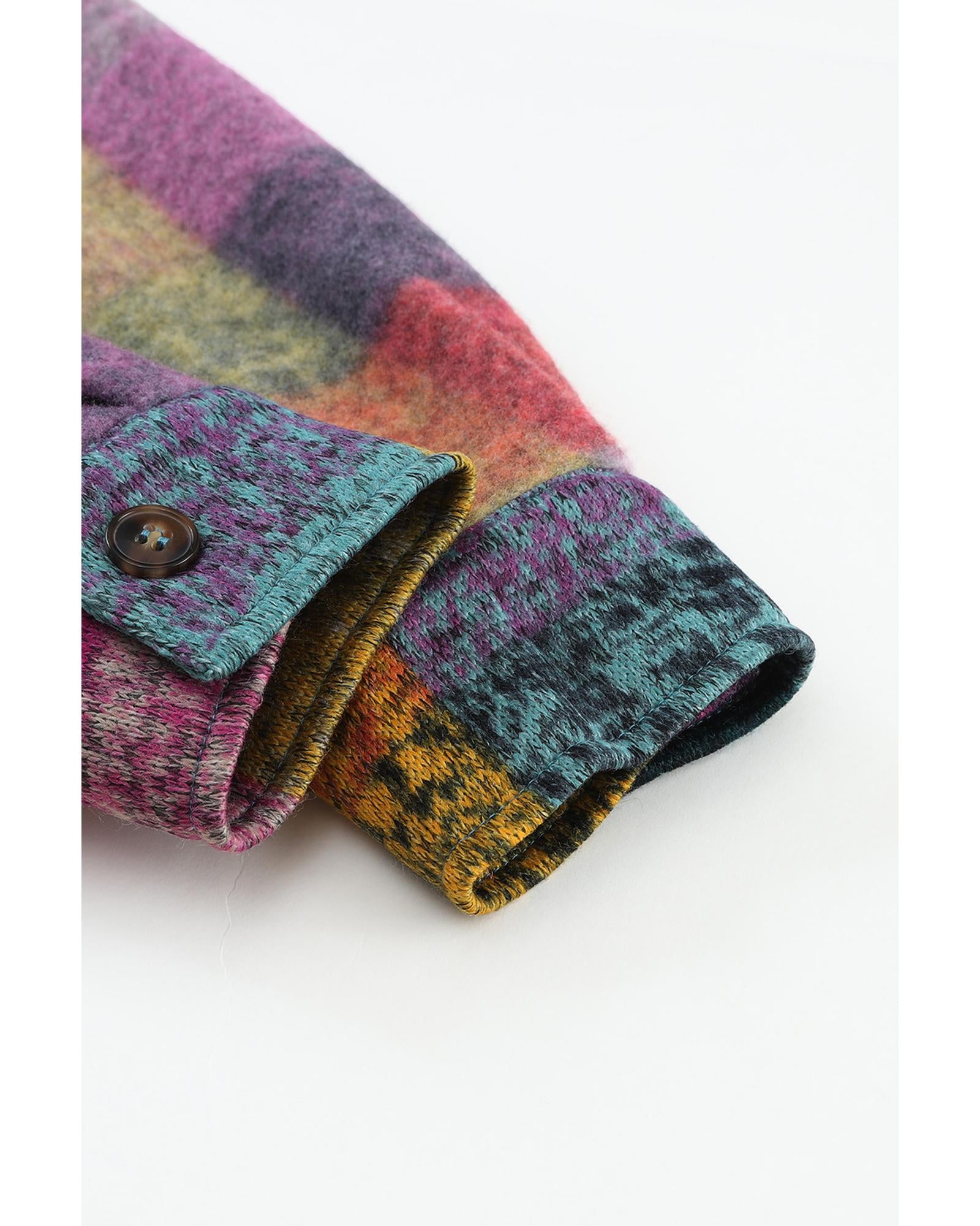 Multicolor Brushed Checked Western Buttoned Jacket - S