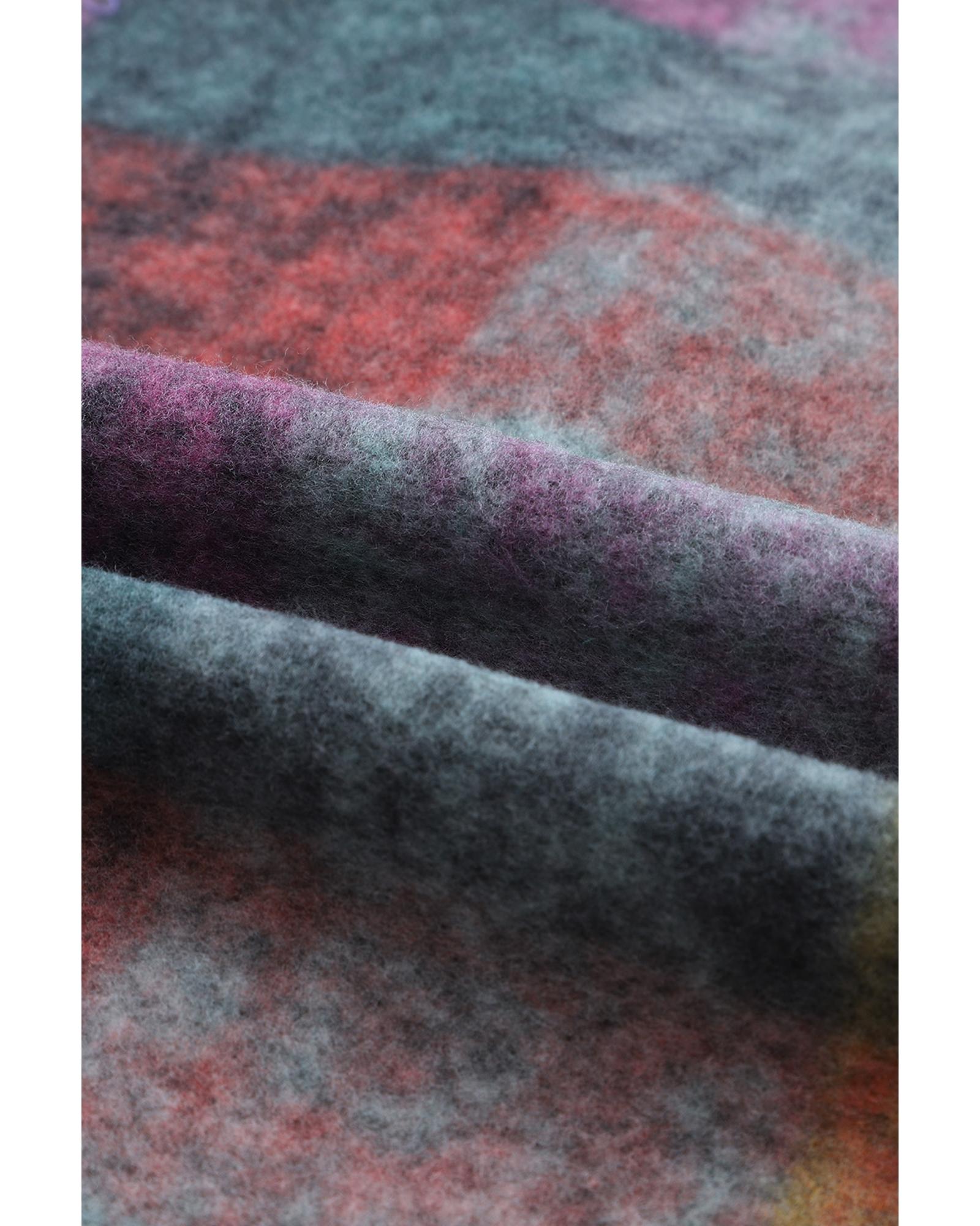 Multicolor Brushed Checked Western Buttoned Jacket - S