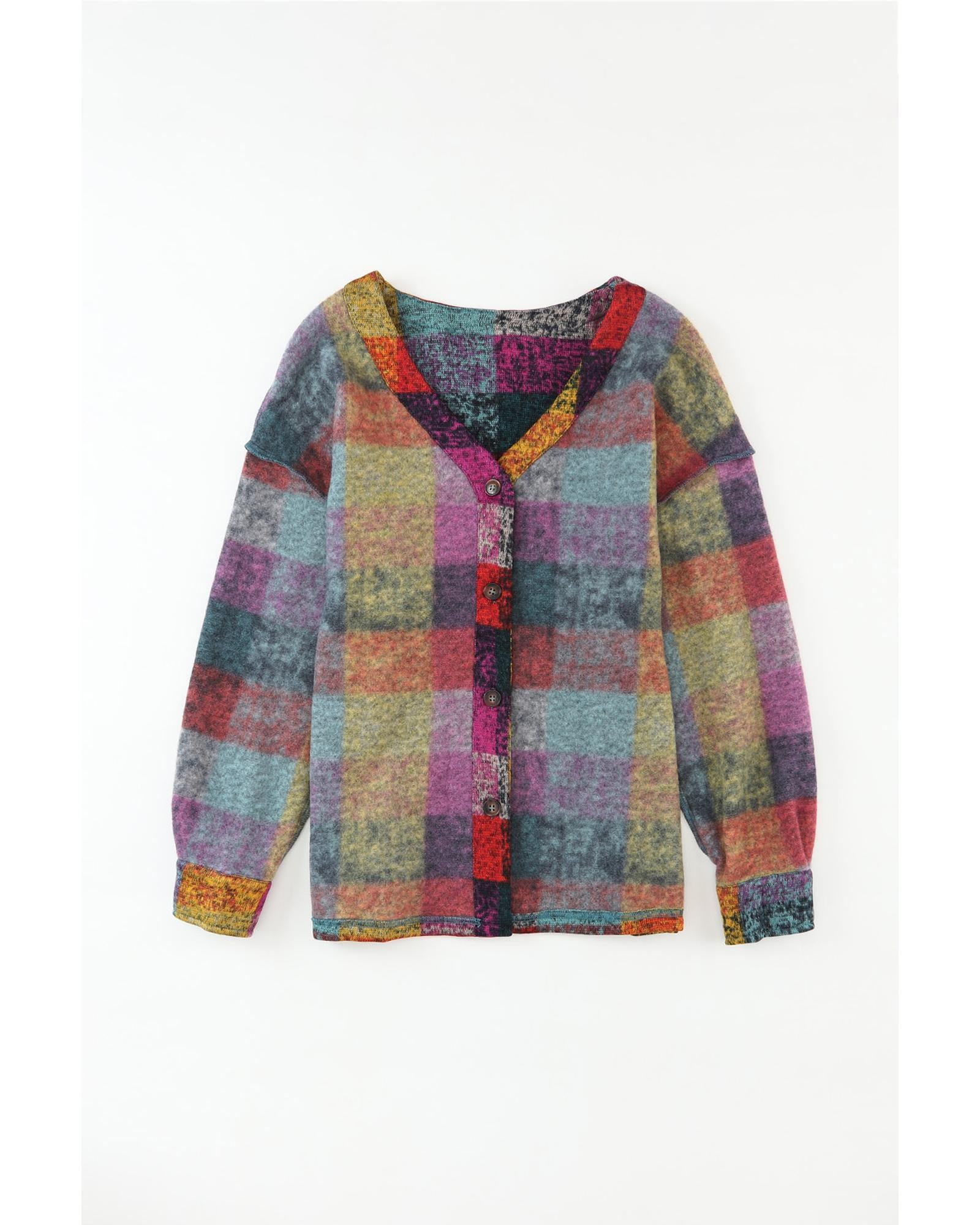 Multicolor Brushed Checked Western Buttoned Jacket - S